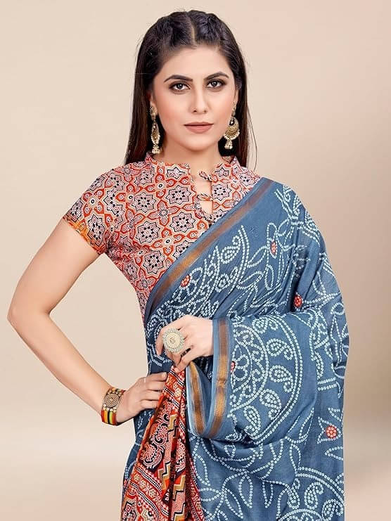 Grubstaker Linen Printed Regular Saree With Unstitched Blouse Piece ( Grey ) Grubstaker Linen Printed Regular Saree With Unstitched Blouse Piece ( Grey )