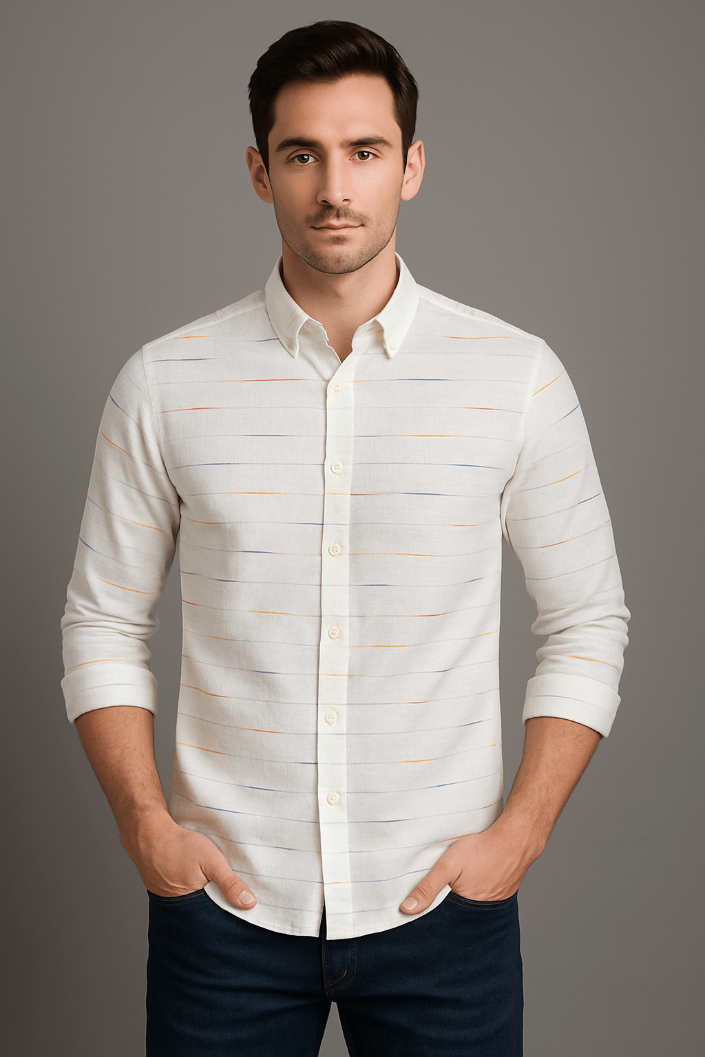 HETIERS 100% Cotton Regular Fit Self Design Full Sleeves Men's Casual Shirt - White ( Pack of 1 ) HETIERS 100% Cotton Regular Fit Self Design Full Sleeves Men's Casual Shirt - White ( Pack of 1 )