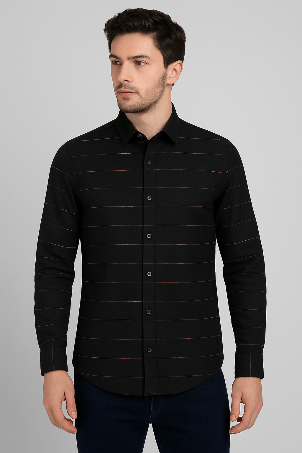 HETIERS 100% Cotton Regular Fit Self Design Full Sleeves Men's Casual Shirt - Black ( Pack of 1 ) HETIERS 100% Cotton Regular Fit Self Design Full Sleeves Men's Casual Shirt - Black ( Pack of 1 )