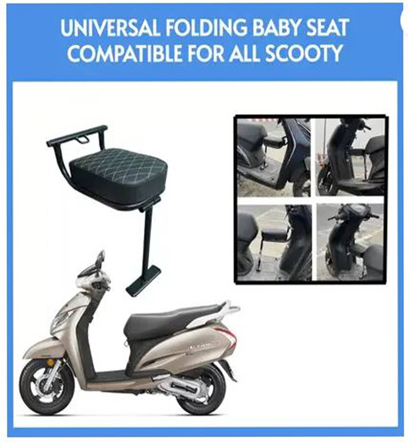     			High Quality Heavy Metal Folding Baby Seat For Pleasure Single Bike Seat Cover For Honda, Hero, TVS, Suzuki Access 125, Access, Activa, Activa 3G, Activa 4G, Activa 5G, Activa 6G, Jupiter,