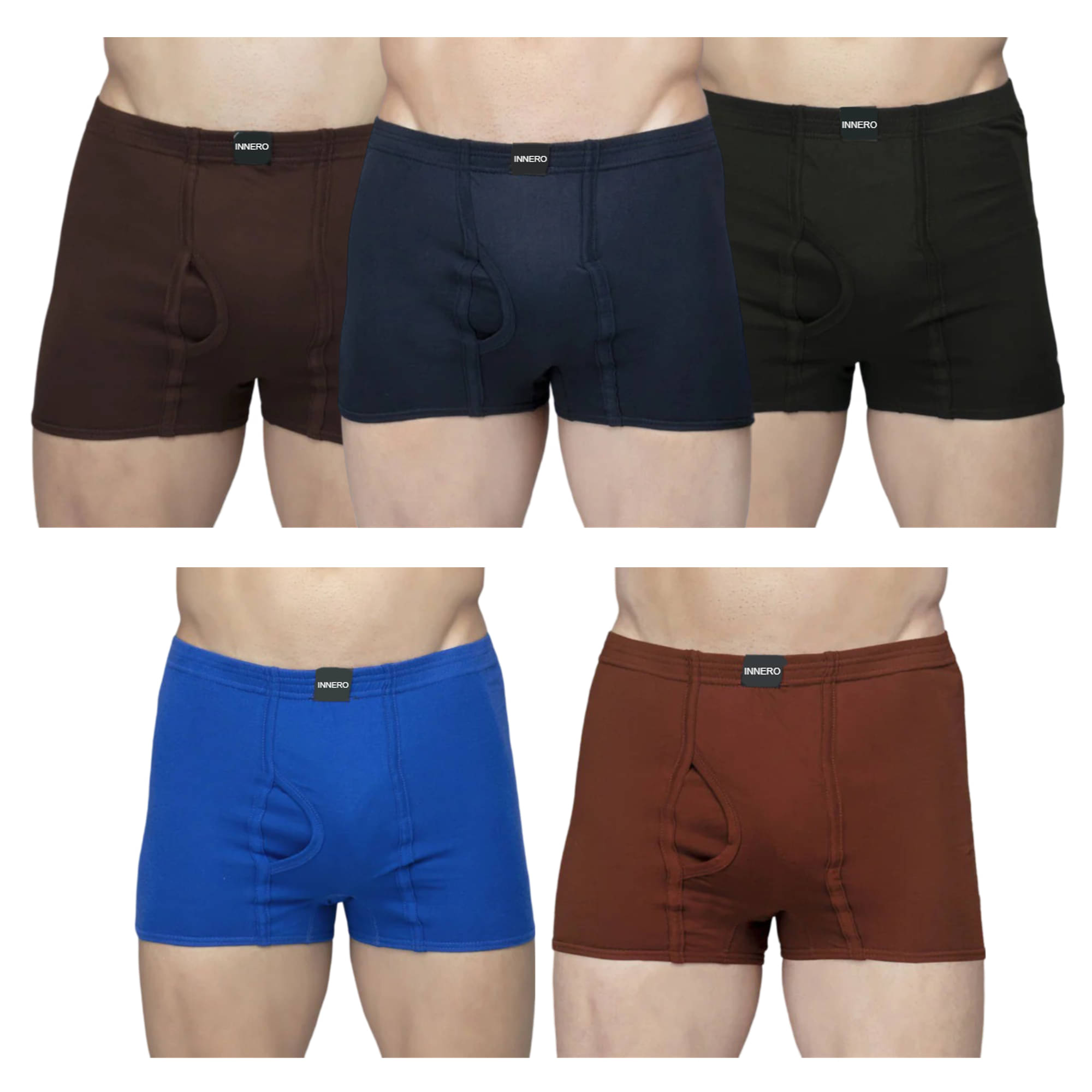 INNERO Pack of 5 Cotton Blend Trunks For Men's ( Multicolor5 ) INNERO Pack of 5 Cotton Blend Trunks For Men's ( Multicolor5 )