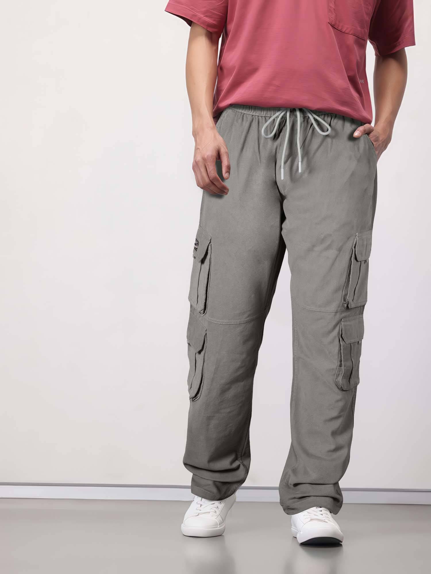     			JB JUST BLACK Relax Flat Men's Cargos - Grey ( Pack of 1 )