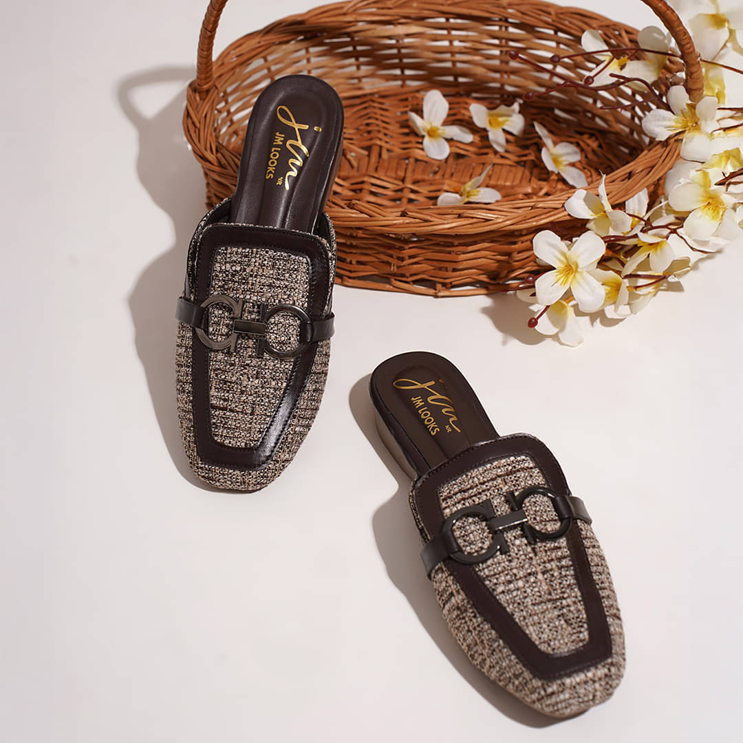JM Looks Brown Women's Mules Heels JM Looks Brown Women's Mules Heels