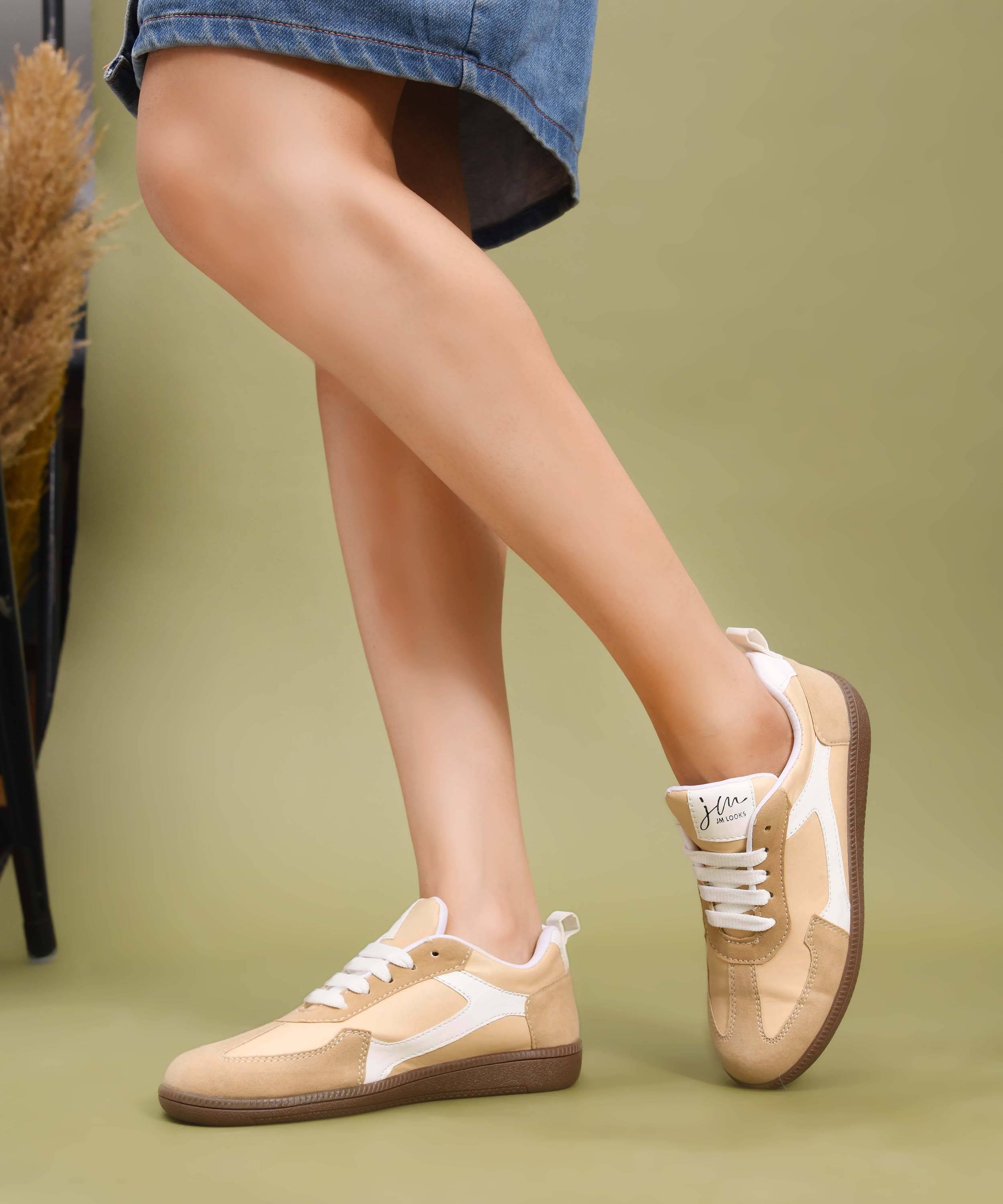     			JM Looks Cream Women's Sneakers