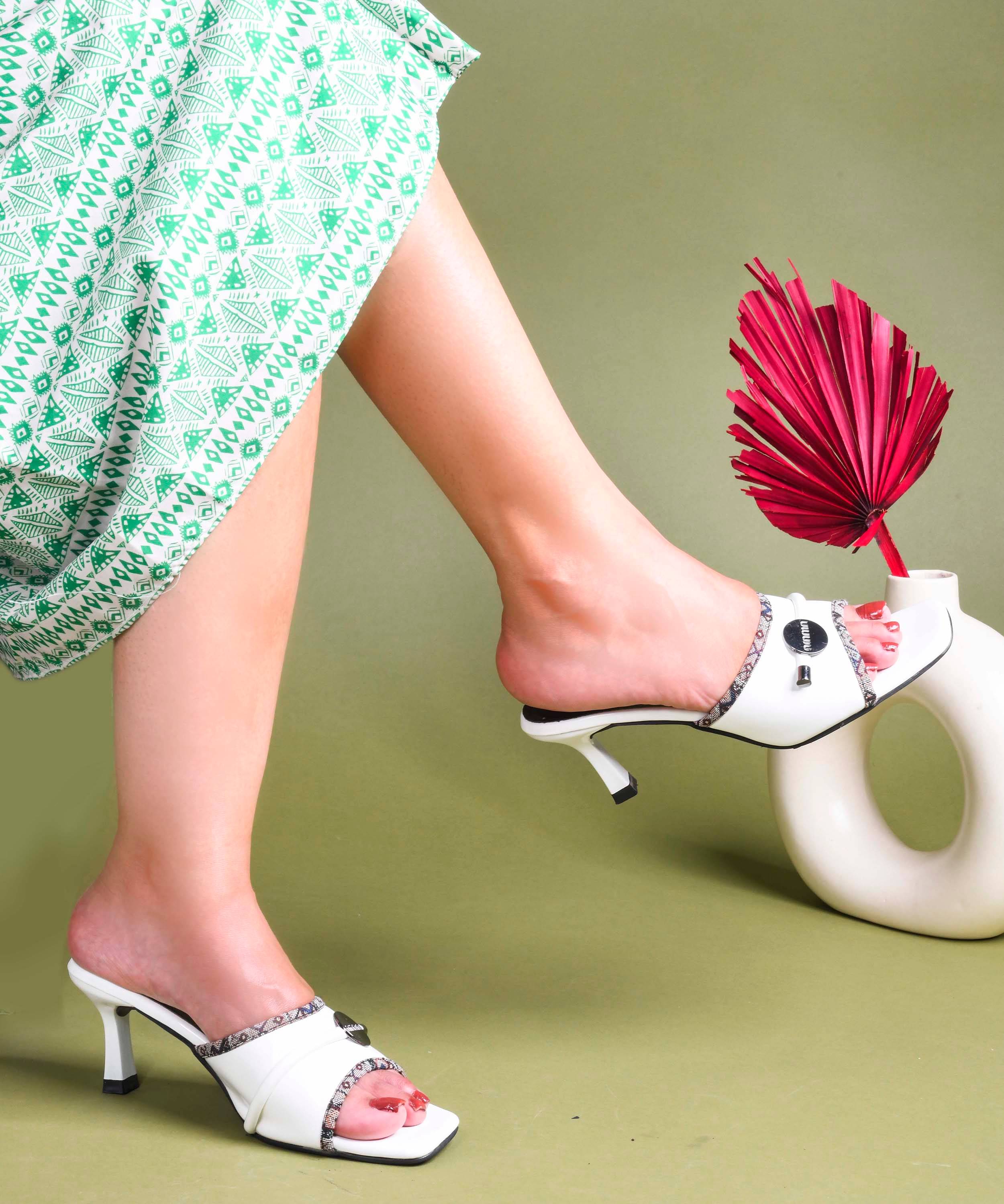     			JM Looks White Women's Sandal Heels