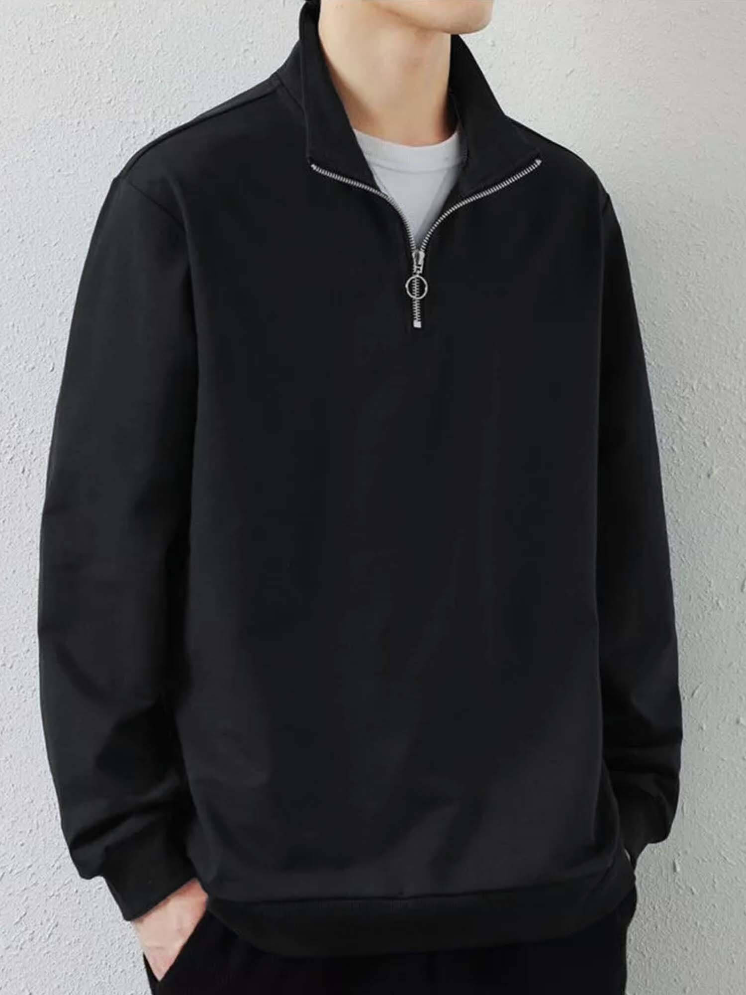     			JUMP CUTS Cotton Blend High Neck Men's Sweatshirt - Black ( Pack of 1 )