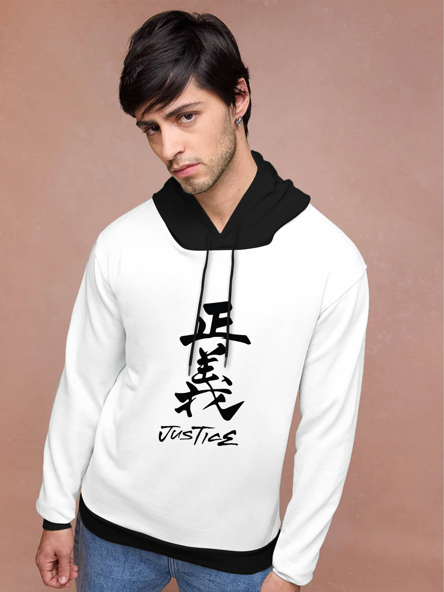 JUMP CUTS Cotton Blend Hooded Men's Sweatshirt - White ( Pack of 1 ) JUMP CUTS Cotton Blend Hooded Men's Sweatshirt - White ( Pack of 1 )