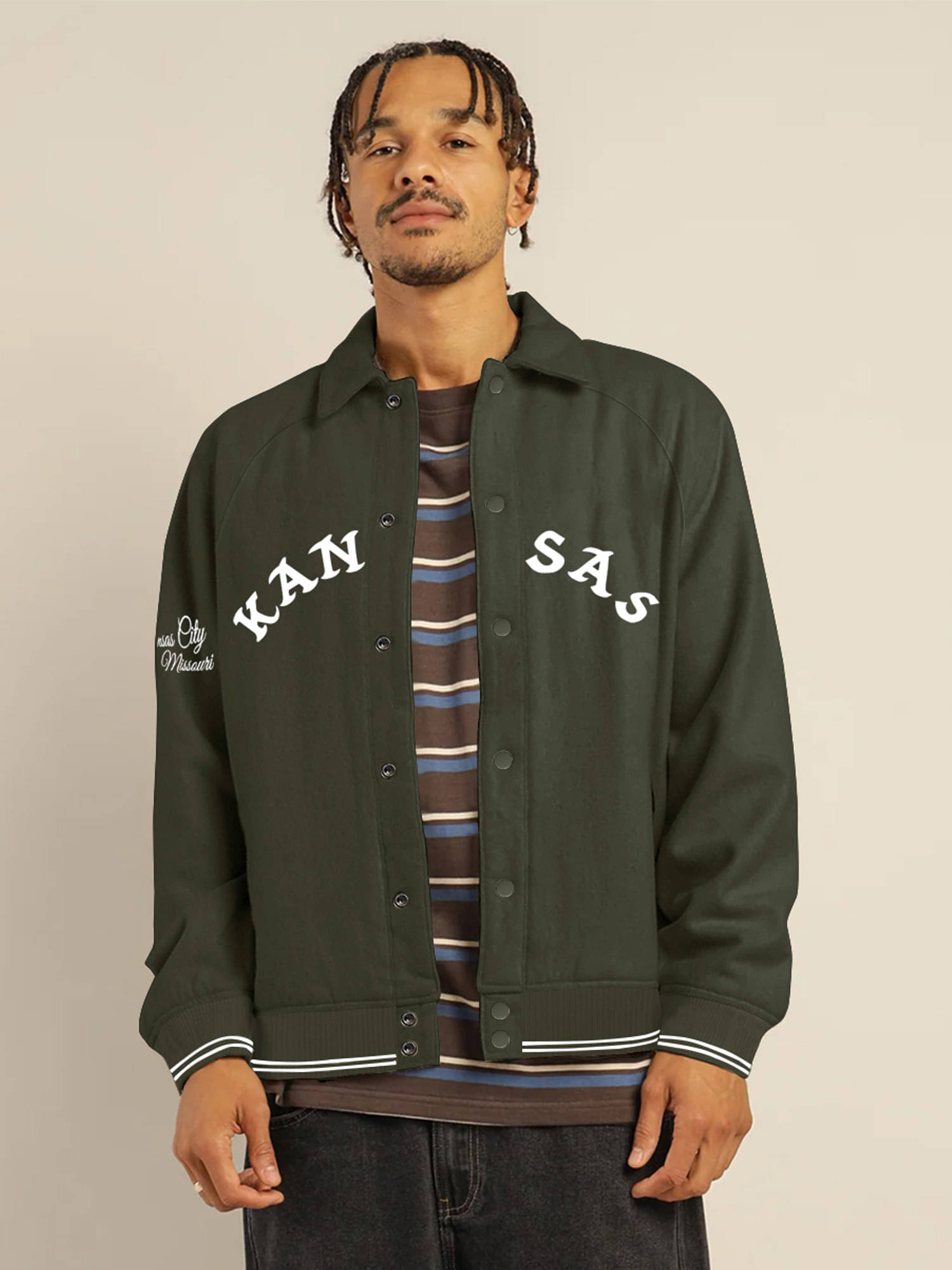     			JUMP CUTS Cotton Blend Men's Casual Jacket - Green ( Pack of 1 )