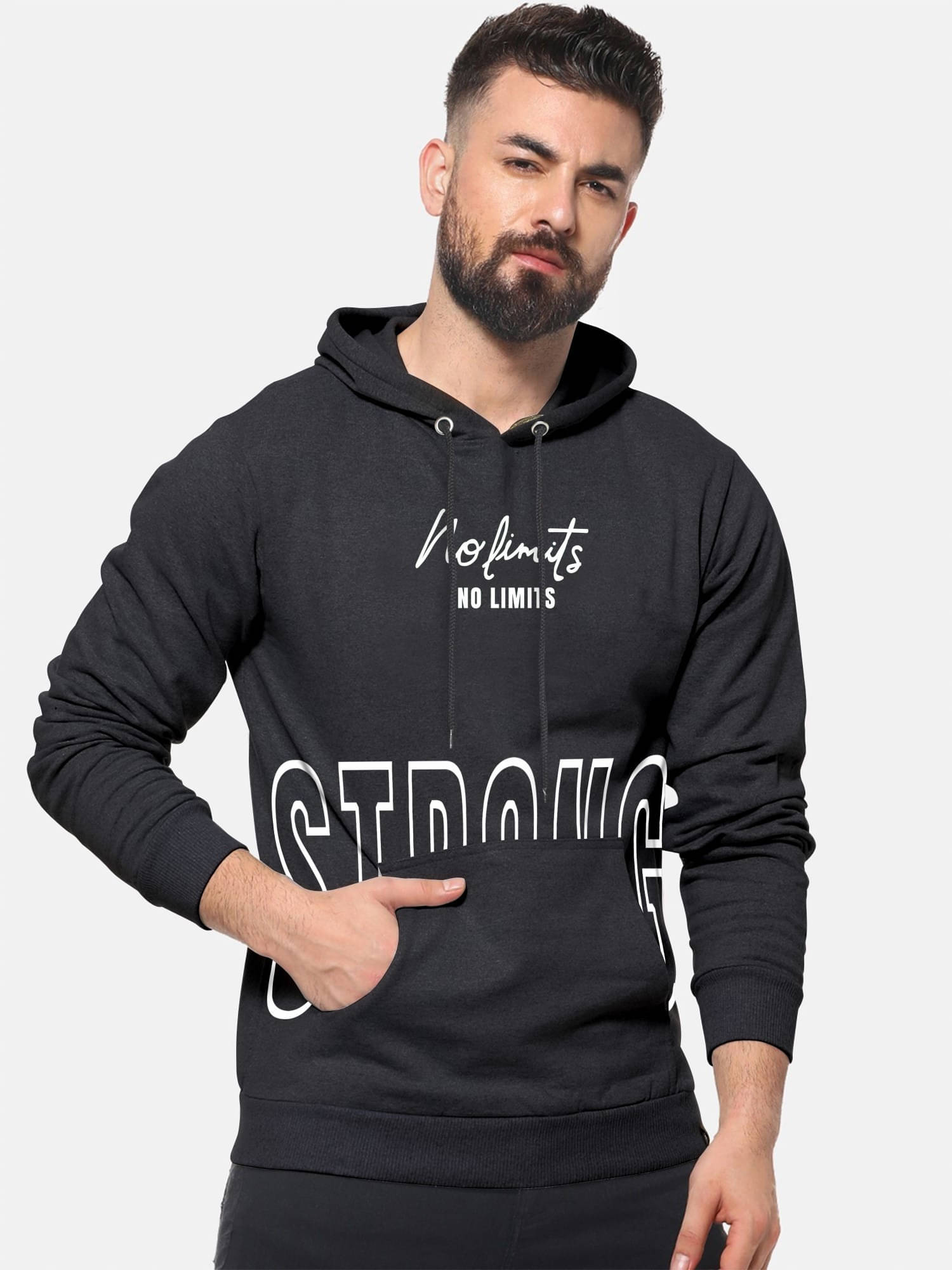     			JUMP CUTS Cotton Hooded Men's Sweatshirt - Black ( Pack of 1 )