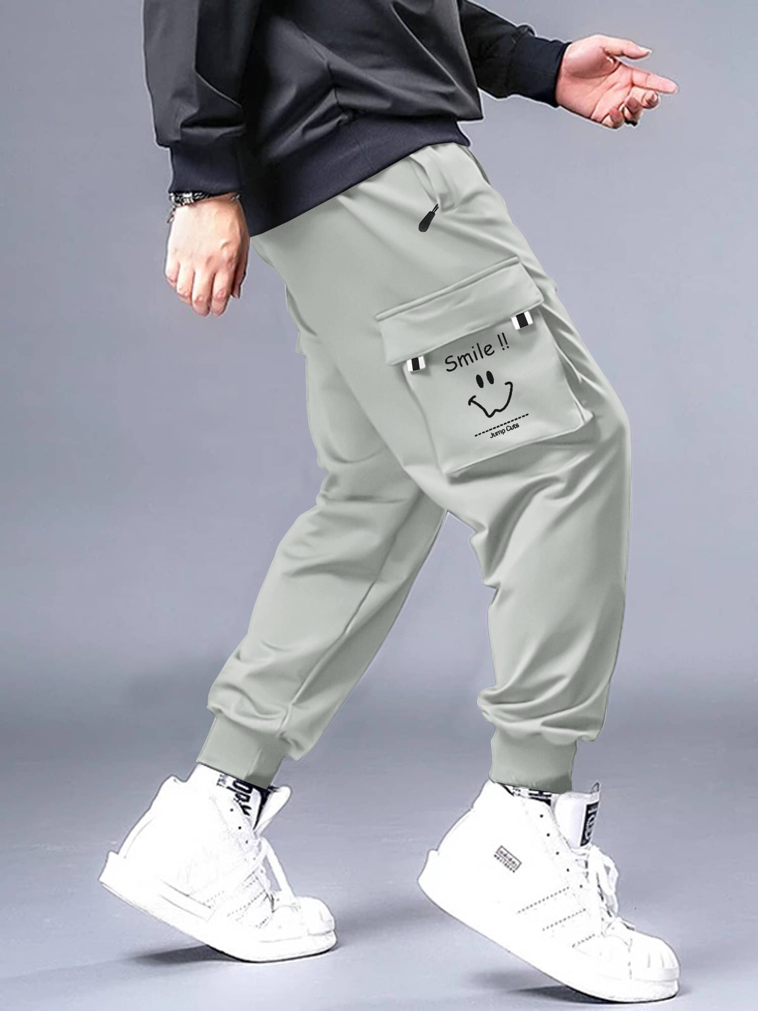     			JUMP CUTS Relax Pleated Men's Trouser - Grey ( Pack of 1 )