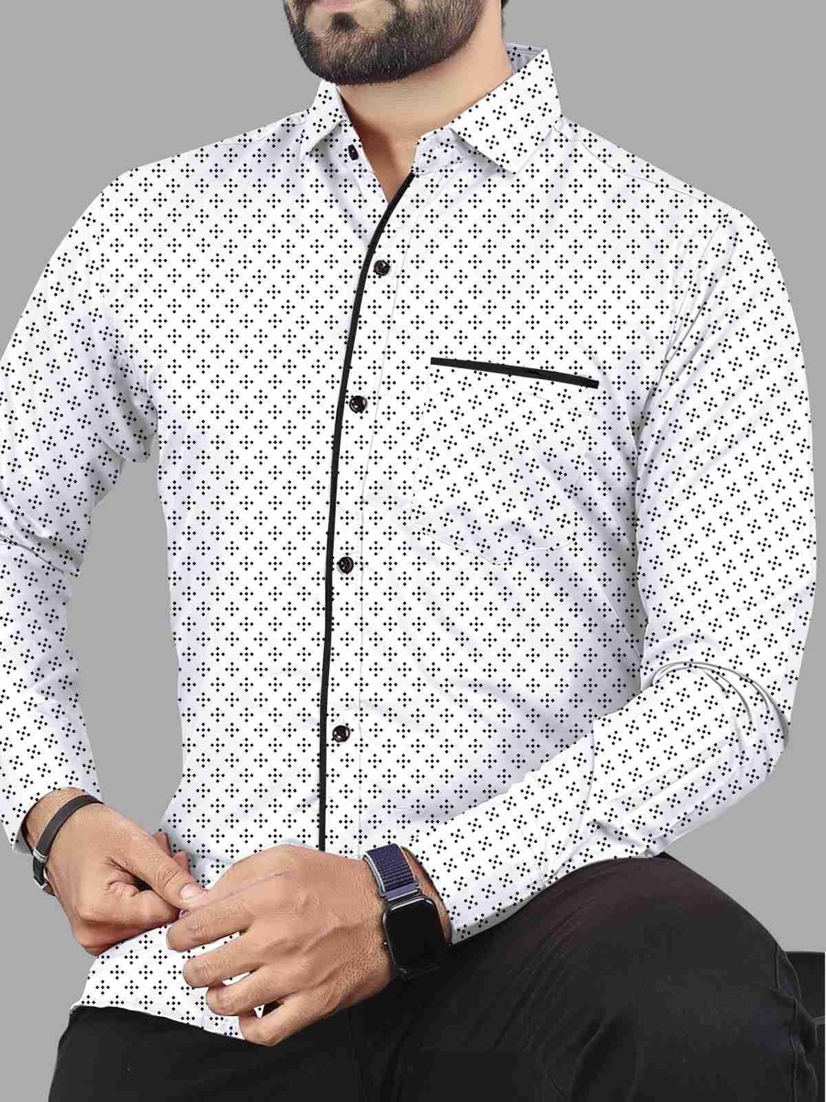     			Khodal fashion Cotton Blend Regular Fit Solids Full Sleeves Men's Casual Shirt - White ( Pack of 1 )