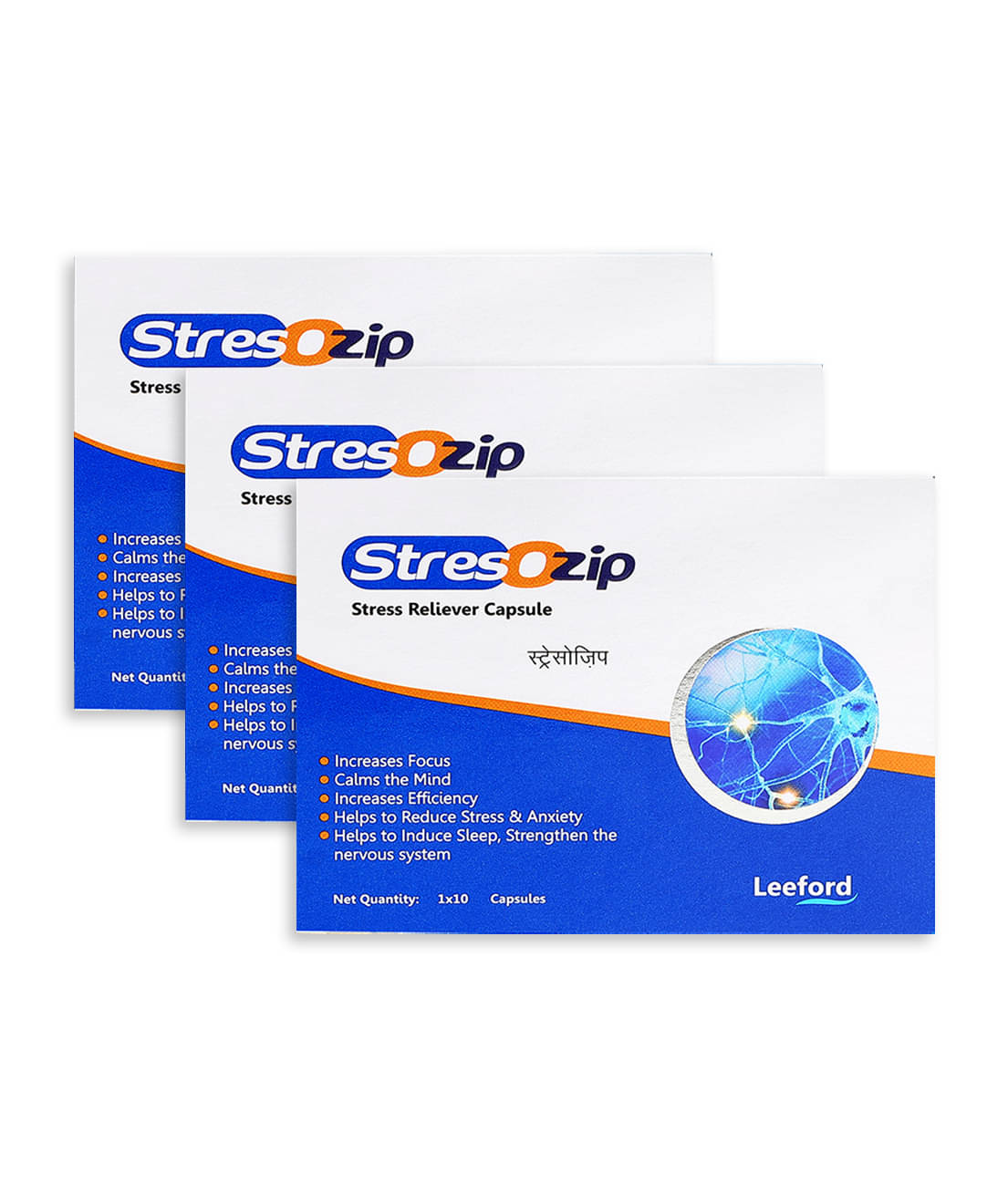     			Leeford Stressozip | Pack of 3 x10 Capsules Each| Stress Relief & Mood Support | Non-Drowsy Formula