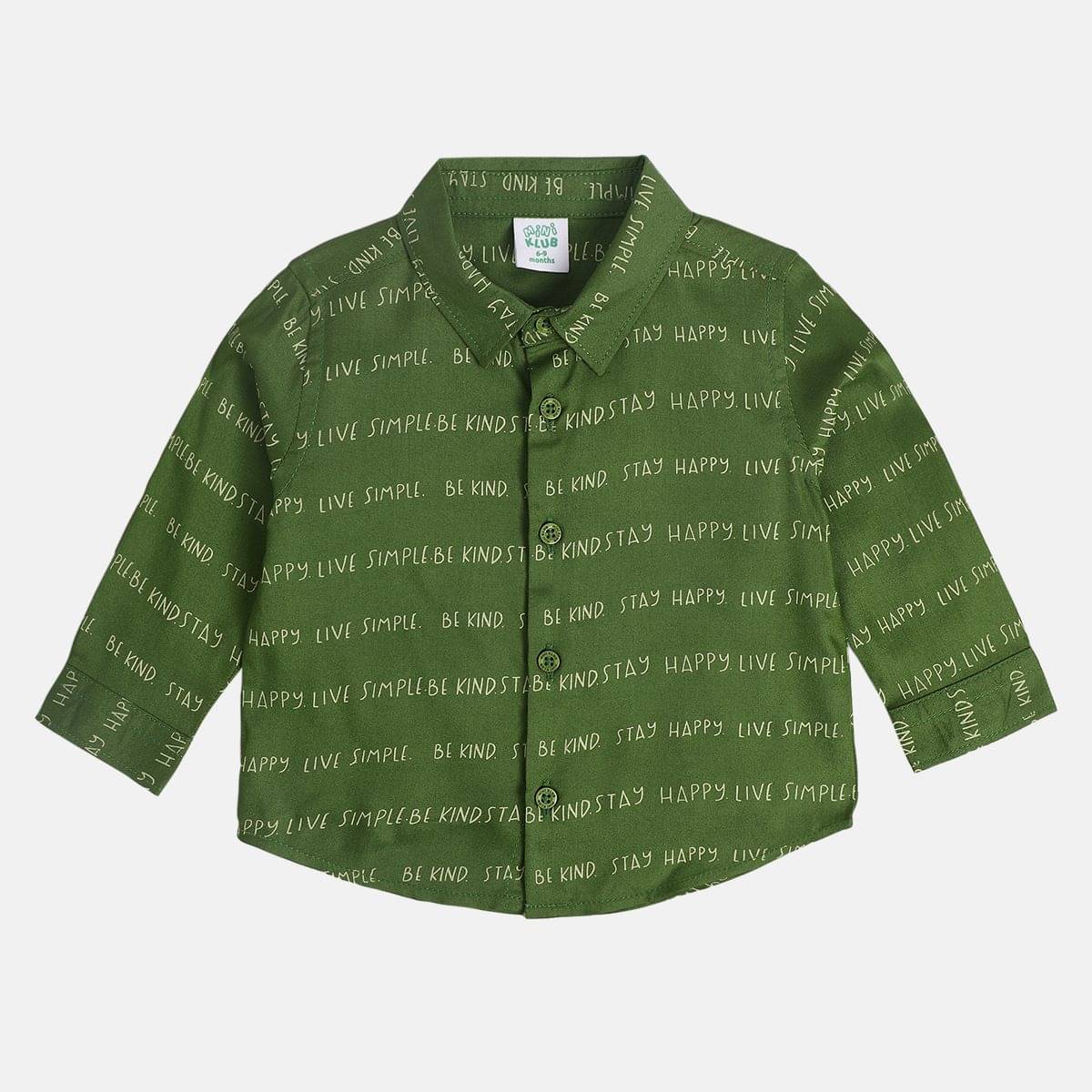 MINI KLUB Pack of 1 Baby Boys Cotton Blend Full Sleeves Shirt ( Green ) MINI KLUB Pack of 1 Baby Boys Cotton Blend Full Sleeves Shirt ( Green )