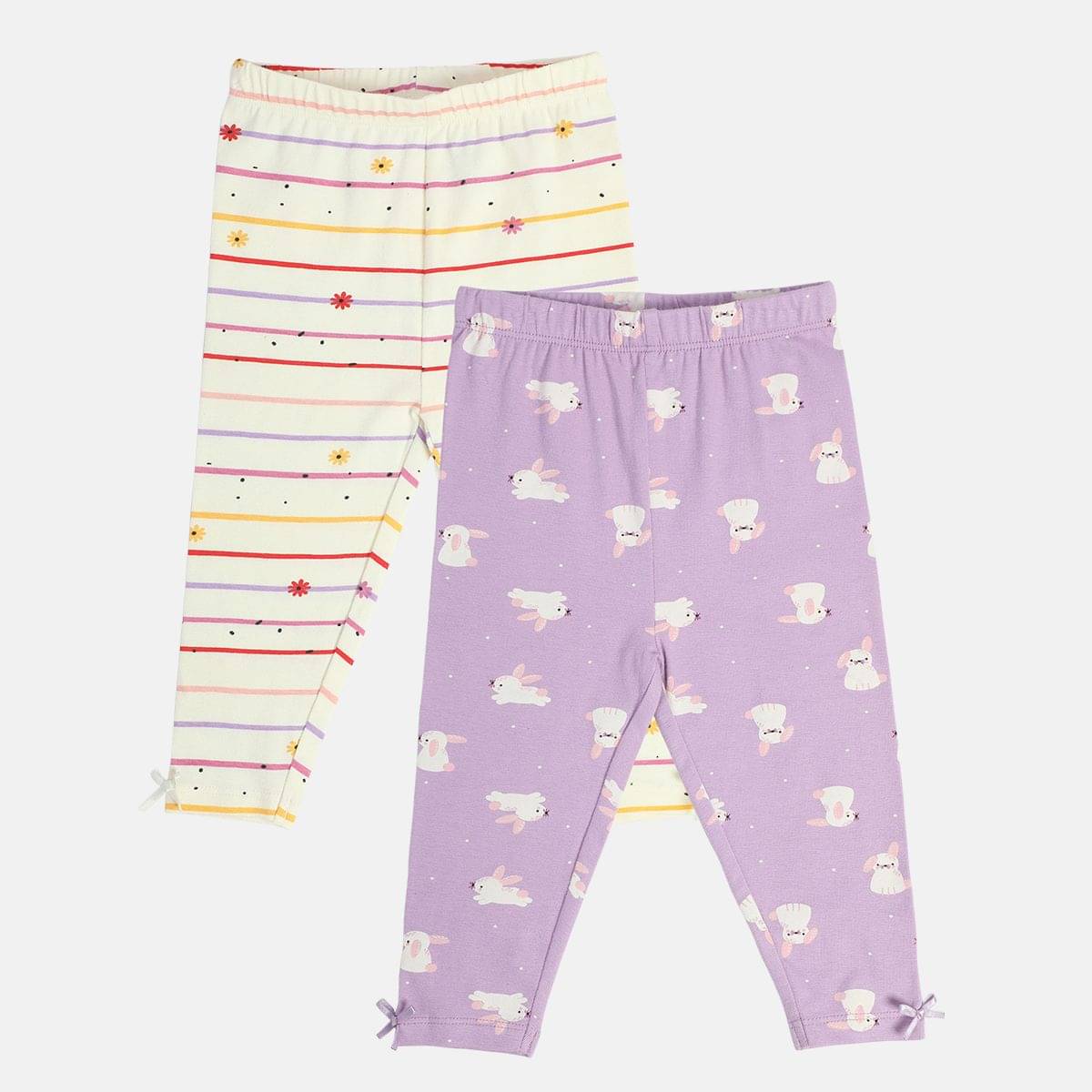     			MINI KLUB Pack of 2 Baby Girls Cotton Legging ( Multicolor )