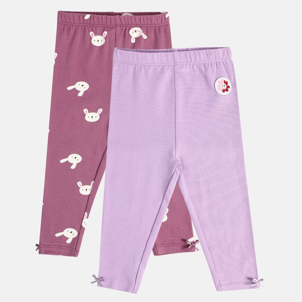     			MINI KLUB Pack of 2 Baby Girls Cotton Legging ( Multicolor )