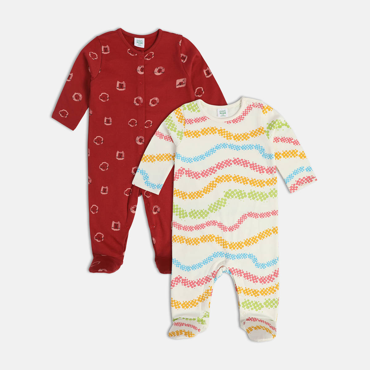 MINI KLUB Pack of 2 Baby Girls 100% Cotton Nightsuit ( Multicolor ) MINI KLUB Pack of 2 Baby Girls 100% Cotton Nightsuit ( Multicolor )