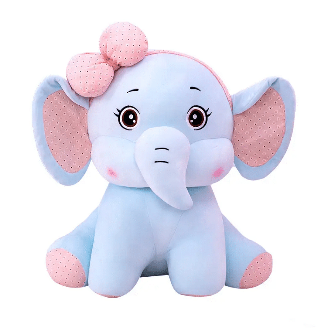     			Plush Bow Elephant Soft Toy, Blue, 25 cm | Stuff Toy for Kids | Plush Toy Gift for Kids | Elephant with Bow | A Cuddly Companion for All Ages Super Soft Touch and Feel