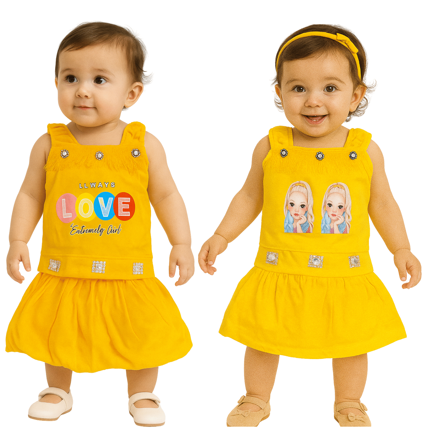 Ridaa Crepe Frock For Baby Girls ( Pack of 2 , Multicolor ) Ridaa Crepe Frock For Baby Girls ( Pack of 2 , Multicolor )