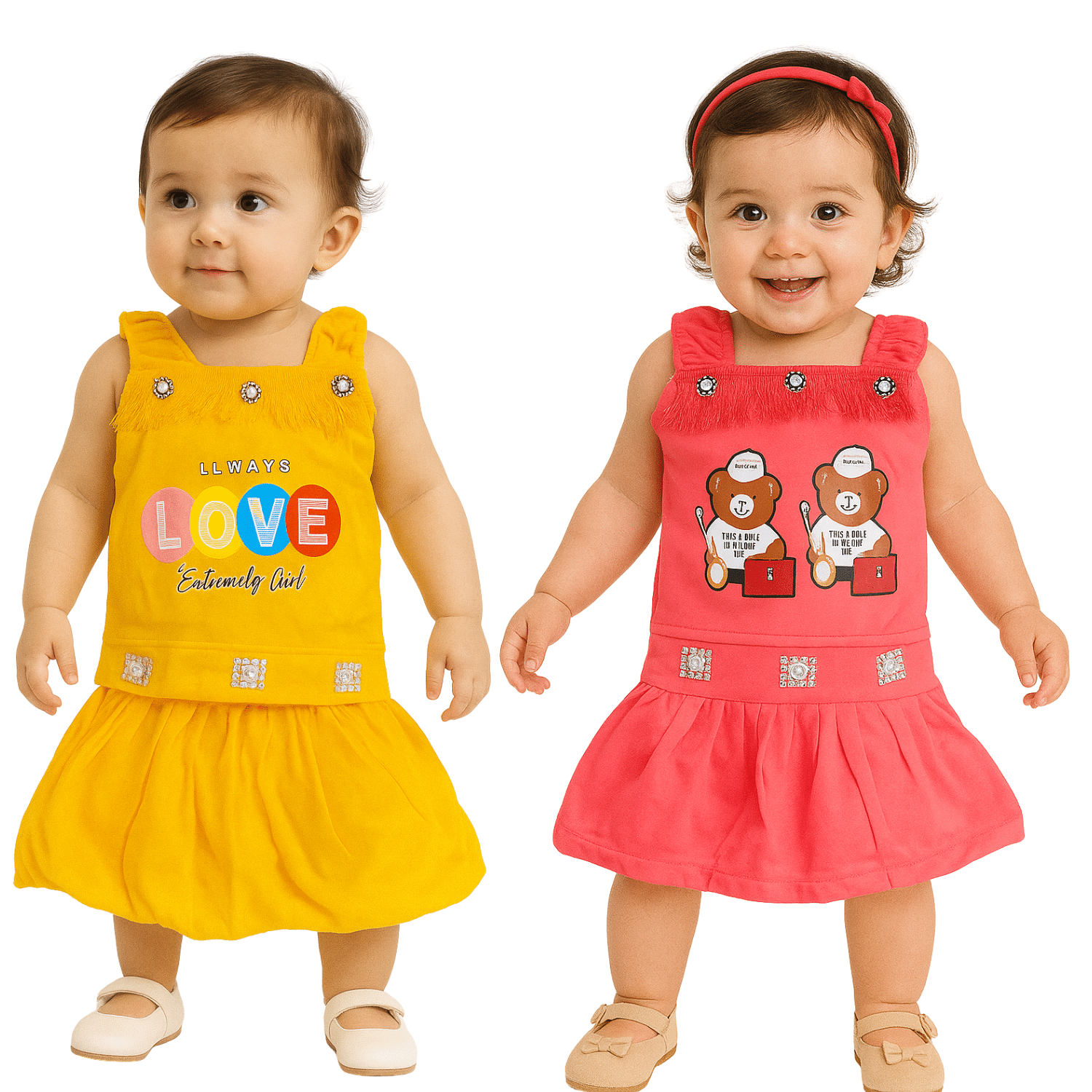 Ridaa Crepe Frock For Baby Girls ( Pack of 2 , Multicolor ) Ridaa Crepe Frock For Baby Girls ( Pack of 2 , Multicolor )