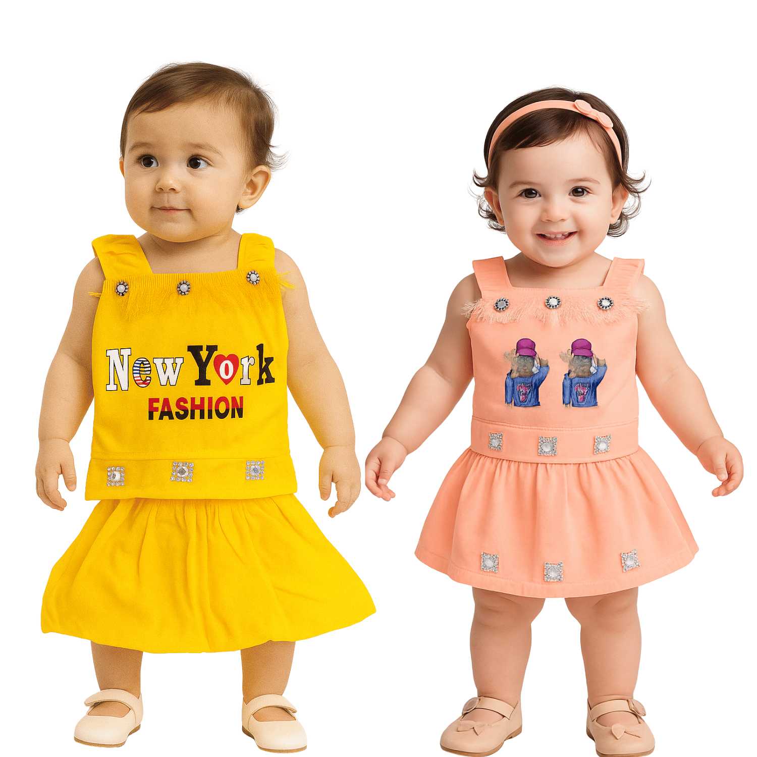 Ridaa Crepe Frock For Baby Girls ( Pack of 2 , Multicolor ) Ridaa Crepe Frock For Baby Girls ( Pack of 2 , Multicolor )