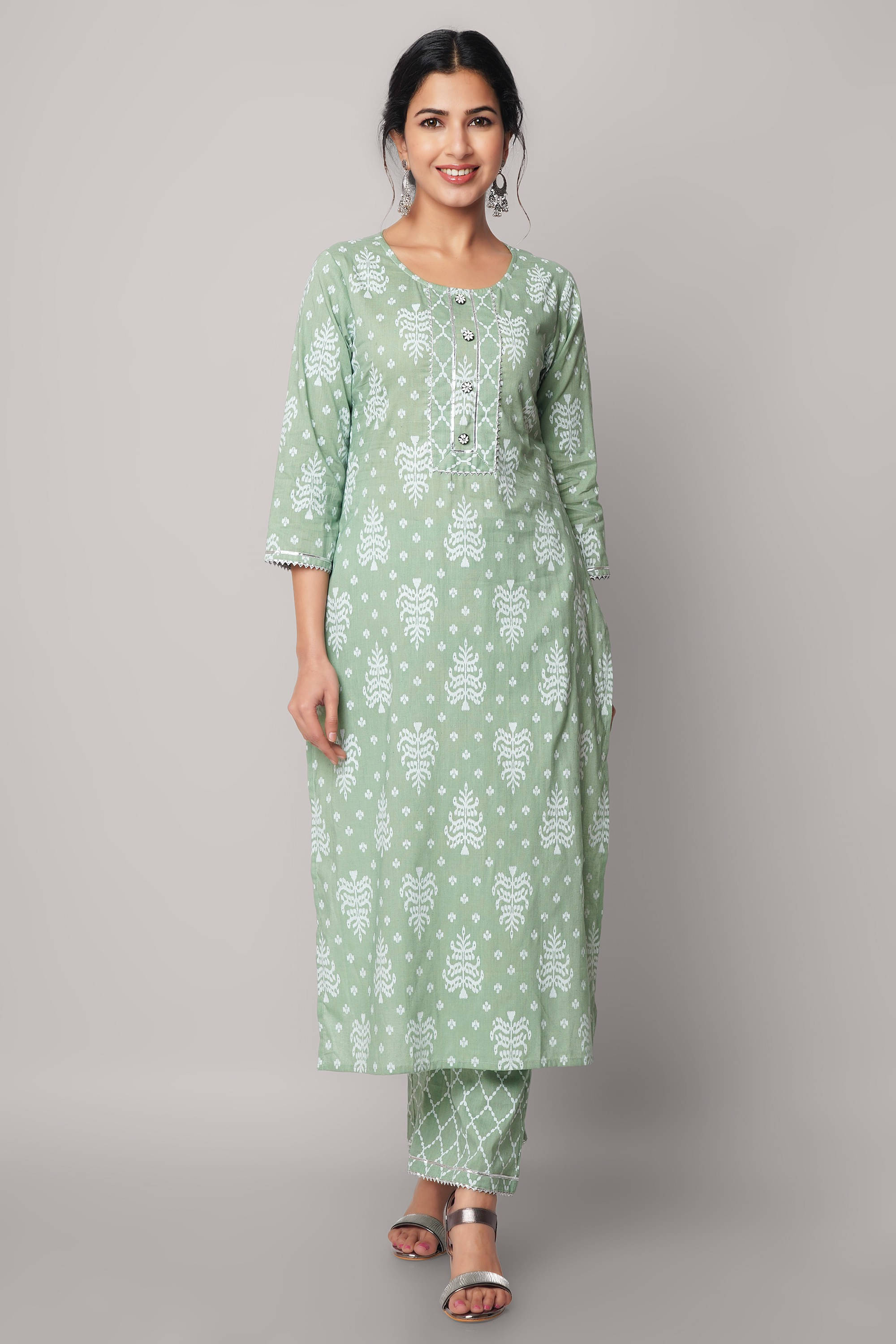 SEVEN FLOWER Women Cotton Printed A-line Kurti With Pants ( Multicolor ) SEVEN FLOWER Women Cotton Printed A-line Kurti With Pants ( Multicolor )