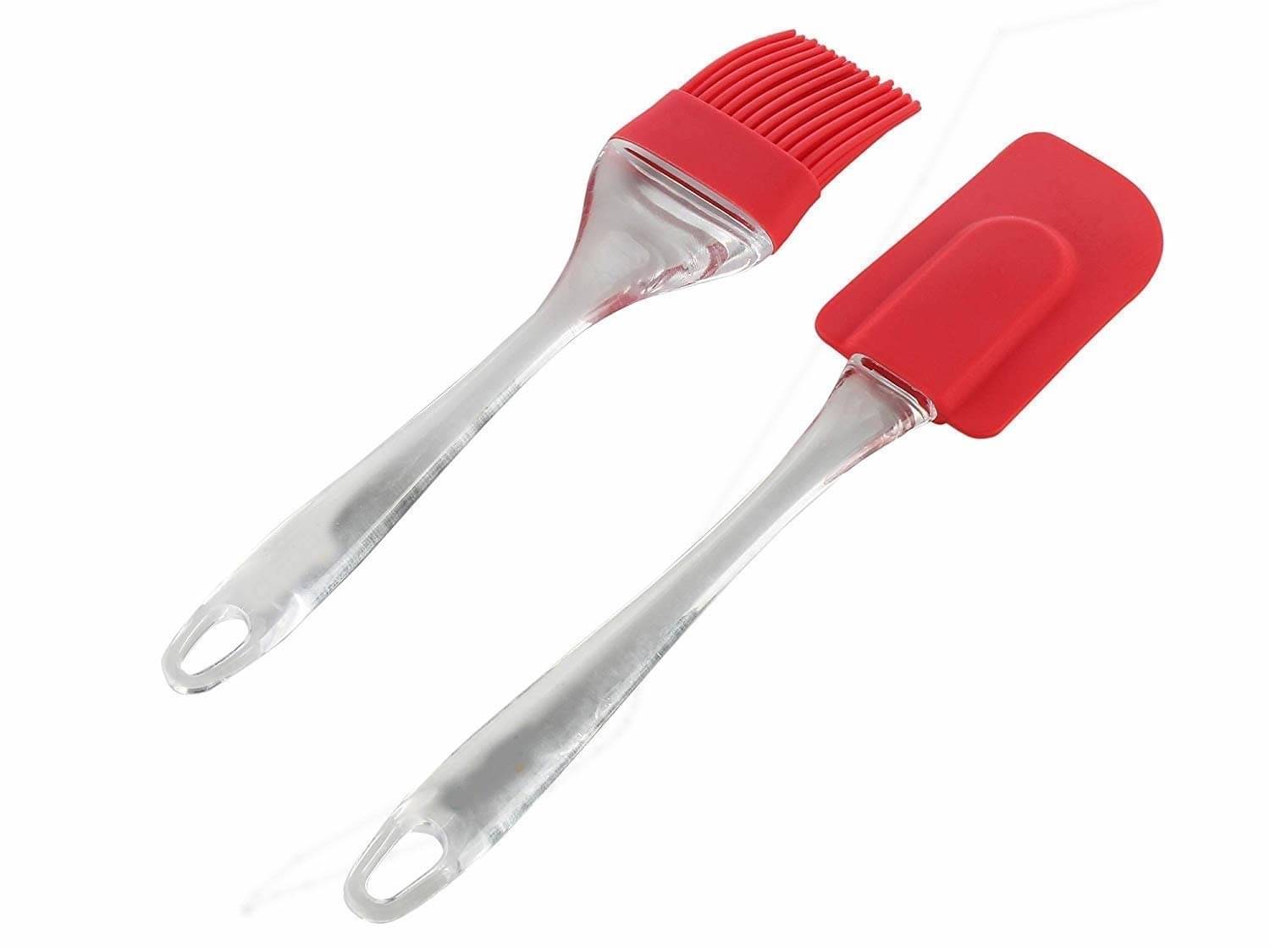     			Silicon Spatula Oil Brush Set- Multipurpose Non-Sticky Small Spatula and Pastry Brush for Cake Mixer, Cooking, Baking, BBQ, Oil Brush for Kitchen Use (Set of 1, Multicolor)