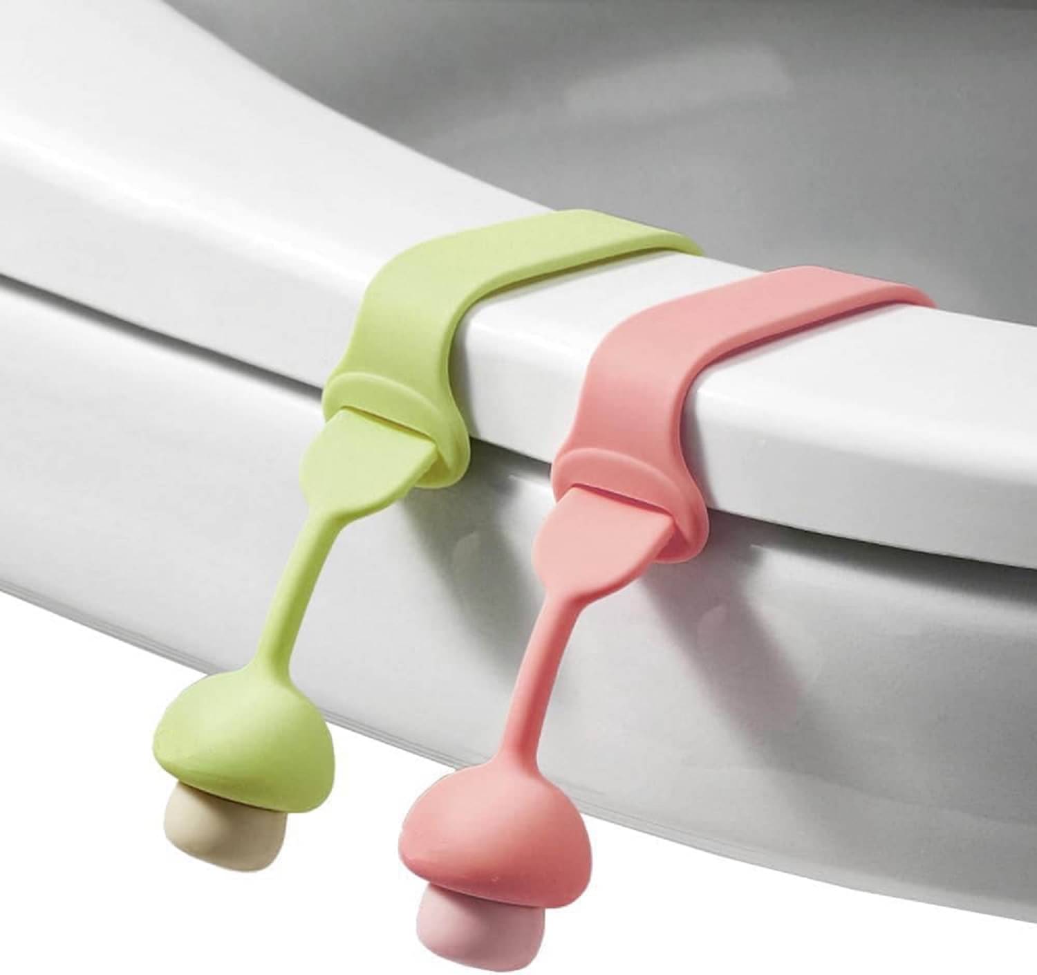     			Silicone Toilet Seat Lifter 2 Pieces - Mushroom Toilet Seat Ring Lifting Handle, Avoid Touching The Toilet Ring & Pad - Commode Accessories