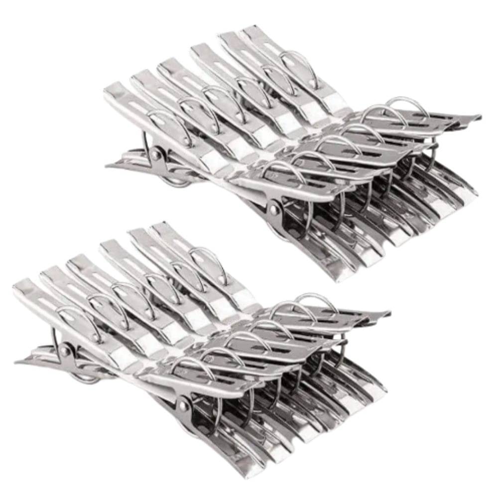     			Stainless Steel Cloth Clips | Clothes Drying Pins | Strong Grip Rust-Free Clips (Set of 24)