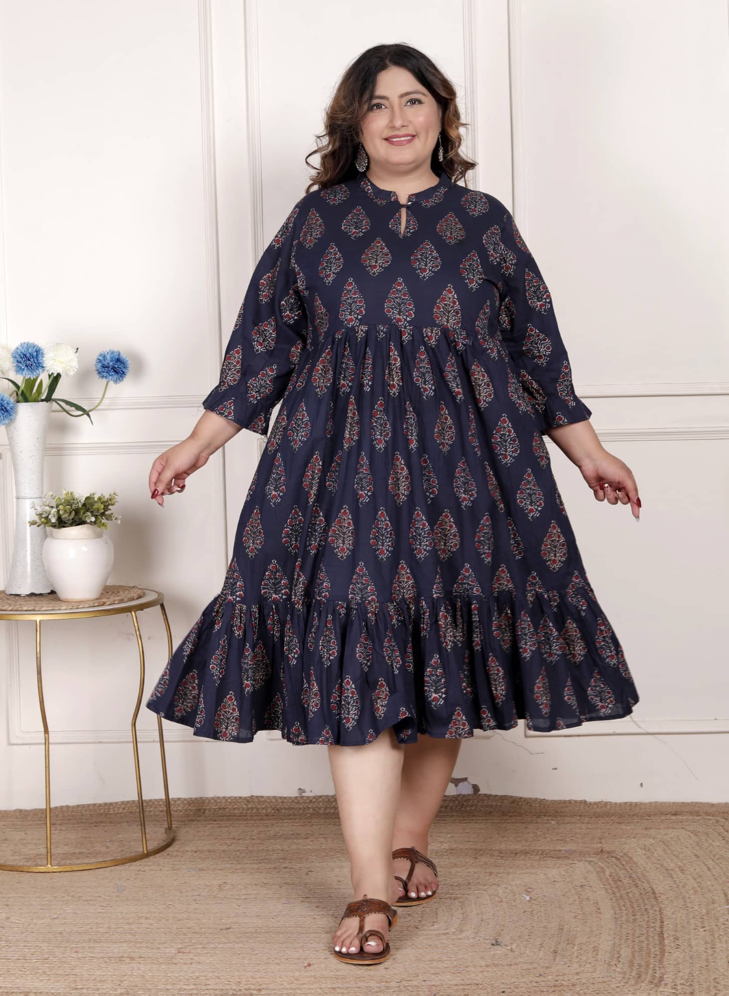 Swasti Cotton Blend Printed Anarkali Women's Kurti - Blue ( Pack of 1 ) - Kurtis, Tunics | Buy online on ZillyBuy