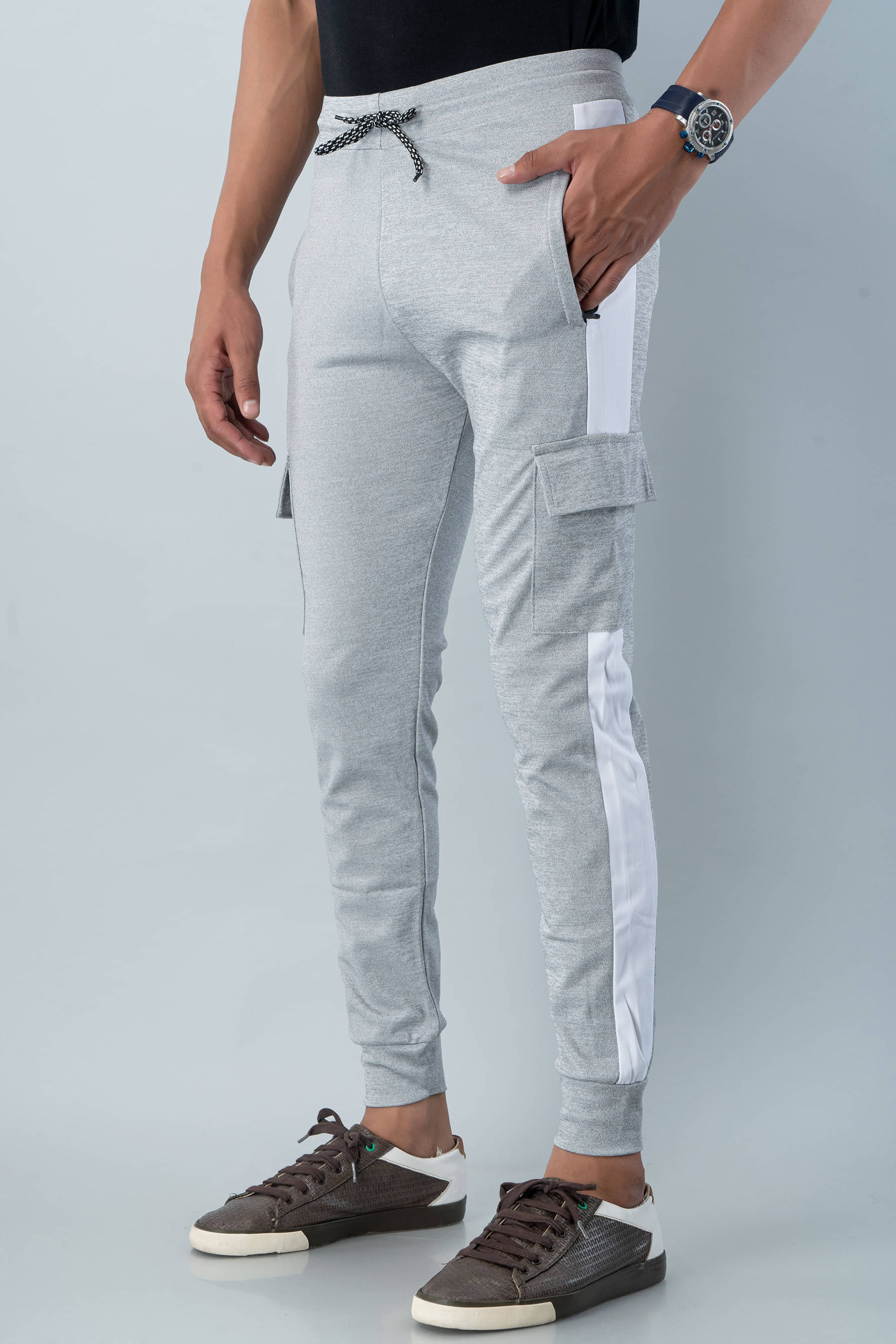     			TISSORA Light Grey Lycra Men's Joggers ( Pack of 1 )