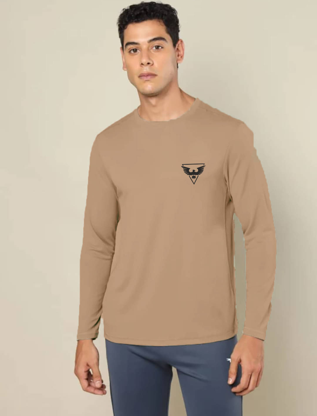TISSORA Men Cotton Blend Regular Fit Solid T-Shirt ( Beige ) TISSORA Men Cotton Blend Regular Fit Solid T-Shirt ( Beige )