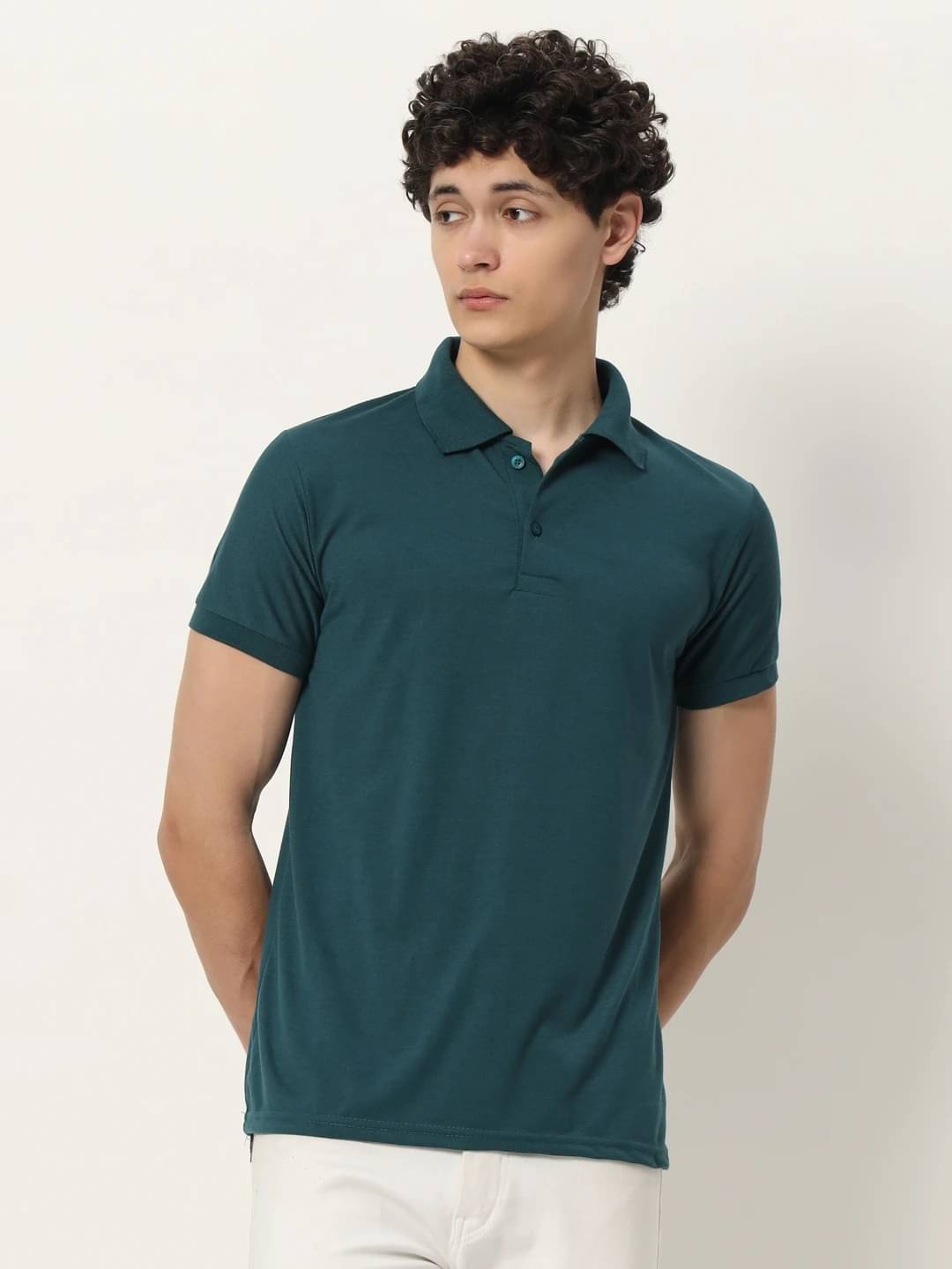TISSORA Men Cotton Blend Regular Fit Solid Polo T Shirt ( Olive )     			TISSORA Men Cotton Blend Regular Fit Solid Polo T Shirt ( Olive )