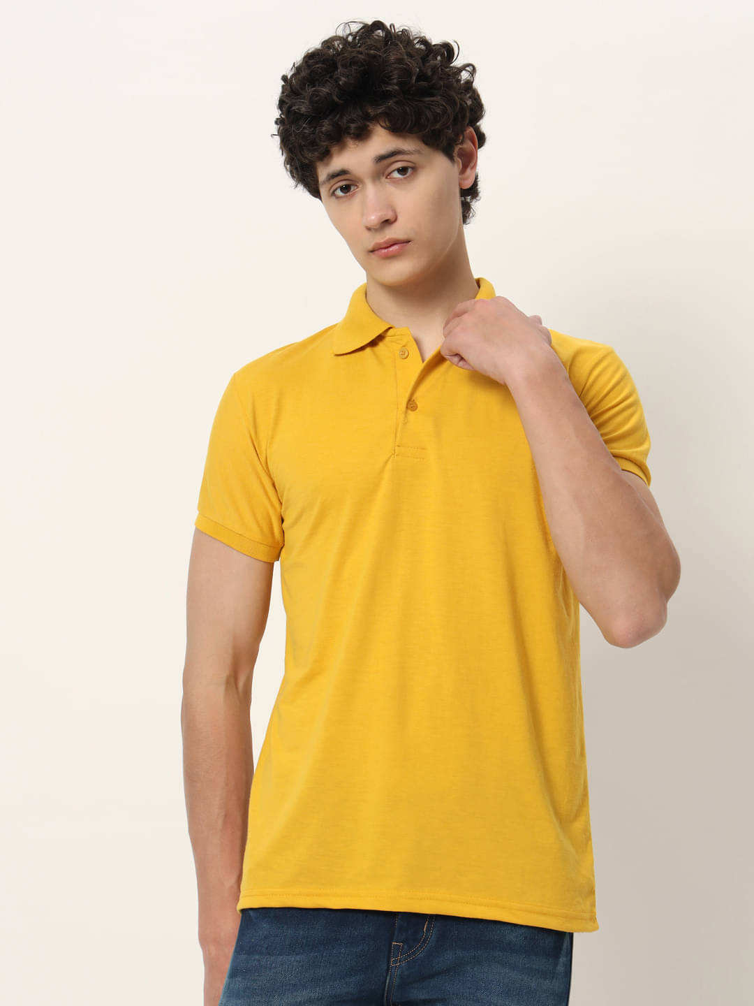 TISSORA Men Cotton Blend Regular Fit Solid Polo T Shirt ( Yellow ) TISSORA Men Cotton Blend Regular Fit Solid Polo T Shirt ( Yellow )