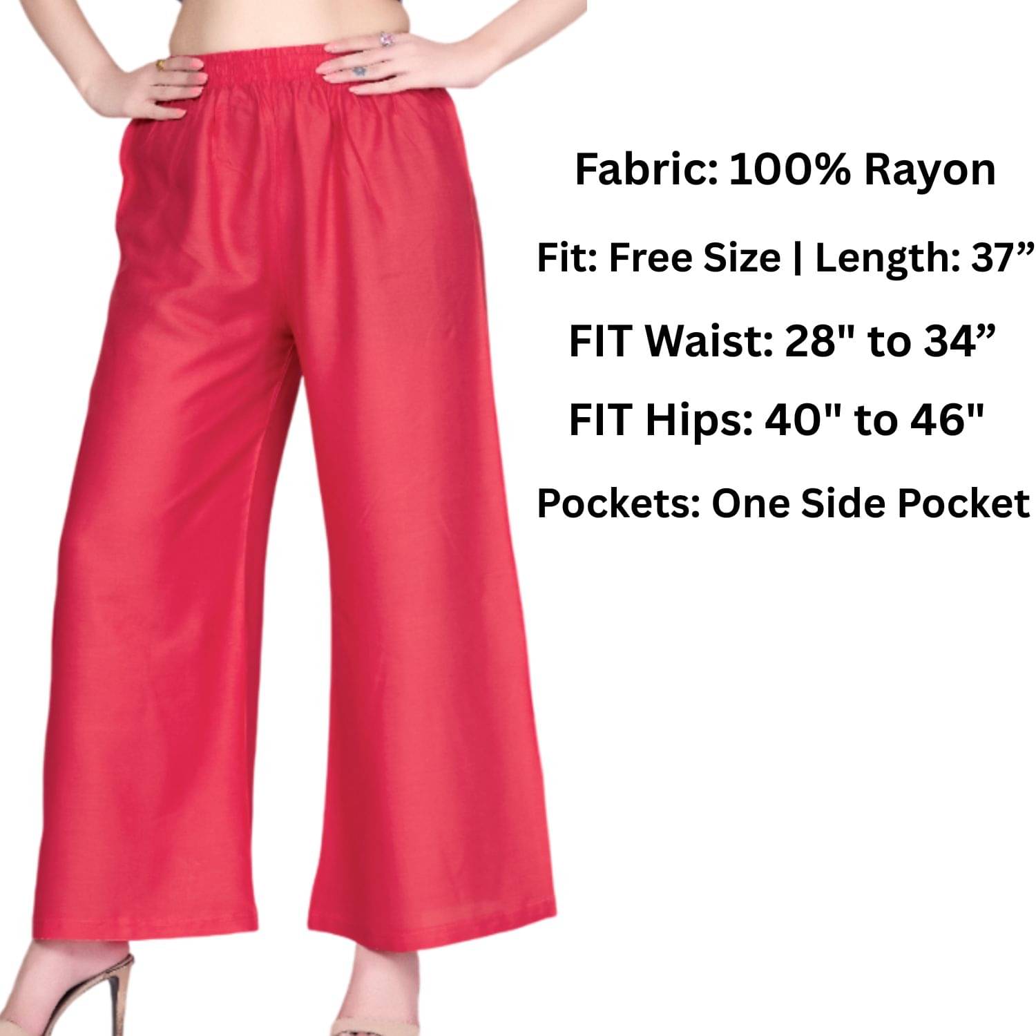 Tritara Pack of 1 Rayon Straight Women's Palazzos ( Coral ) Tritara Pack of 1 Rayon Straight Women's Palazzos ( Coral )