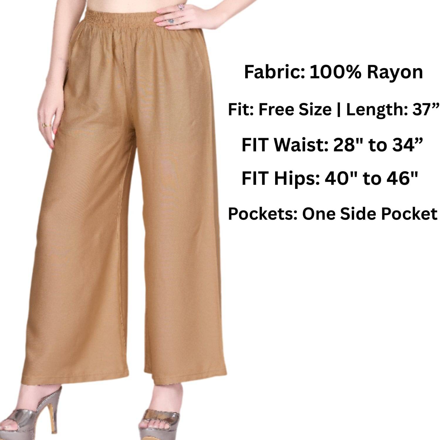     			Tritara Pack of 1 Rayon Straight Women's Palazzos ( Gold )