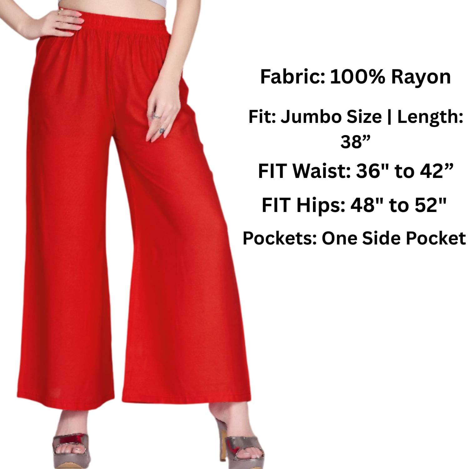     			Tritara Pack of 1 Rayon Straight Women's Palazzos ( Red )