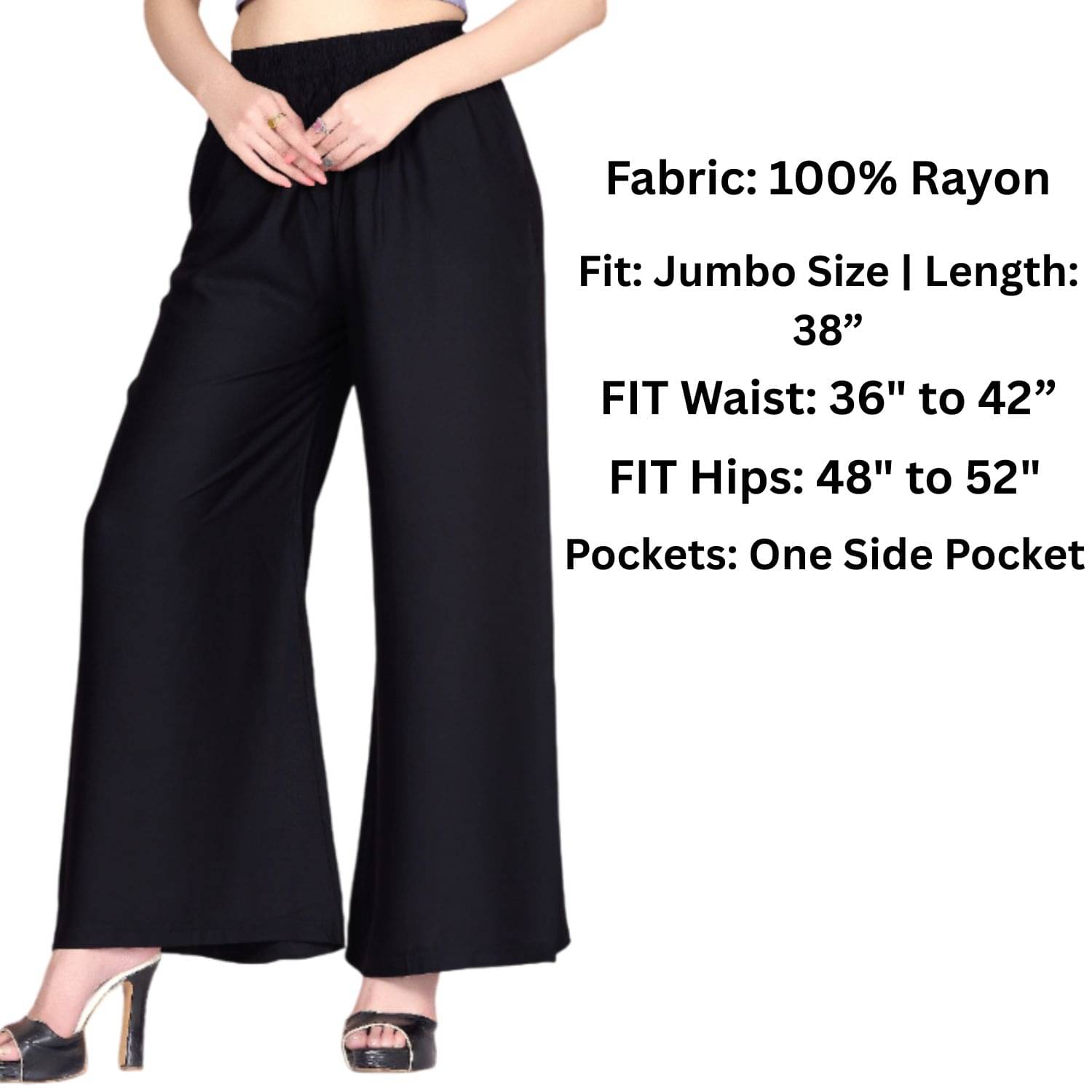     			Tritara Pack of 1 Rayon Straight Women's Palazzos ( Black )