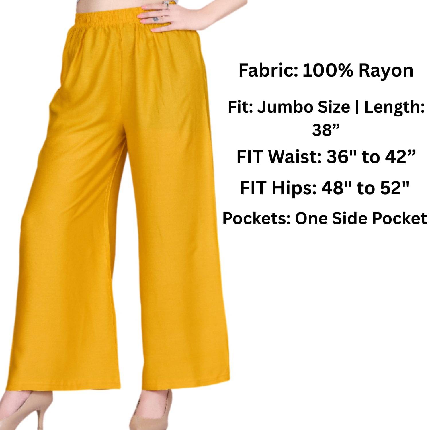 Tritara Pack of 1 Rayon Straight Women's Palazzos ( Mustard ) Tritara Pack of 1 Rayon Straight Women's Palazzos ( Mustard )
