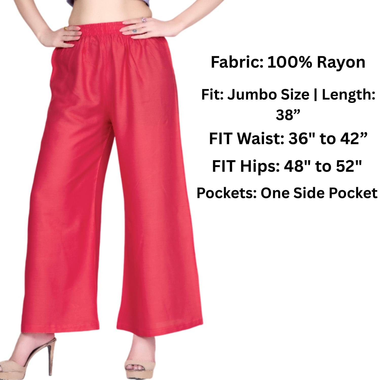     			Tritara Pack of 1 Rayon Straight Women's Palazzos ( Coral )