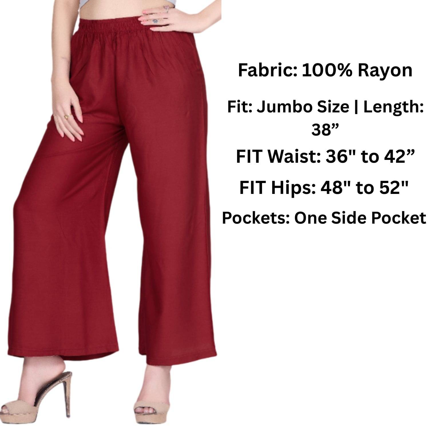 Tritara Pack of 1 Rayon Straight Women's Palazzos ( Maroon ) Tritara Pack of 1 Rayon Straight Women's Palazzos ( Maroon )