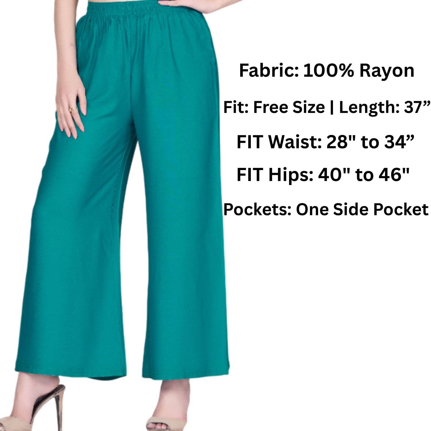     			Tritara Pack of 1 Rayon Straight Women's Palazzos ( Green )