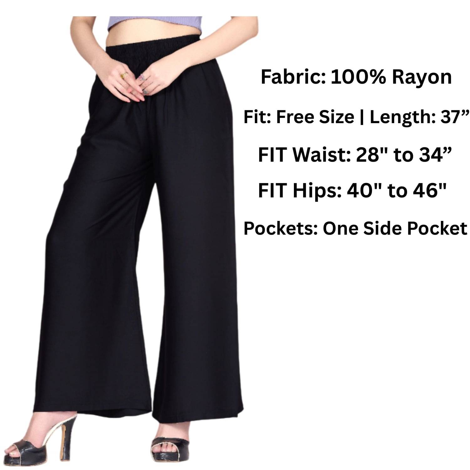     			Tritara Pack of 1 Rayon Straight Women's Palazzos ( Black )