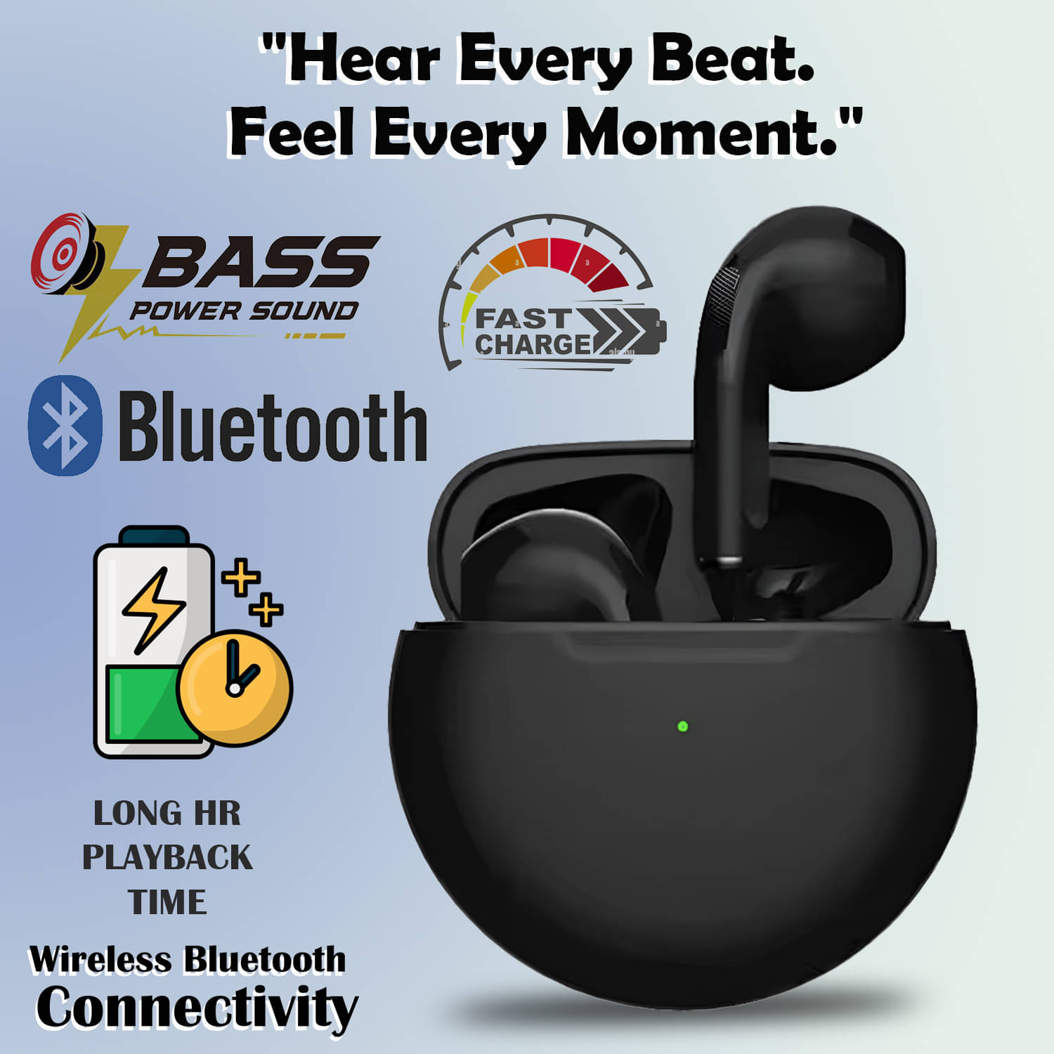     			True Wireless Earbuds with Touch Control, Long Battery Life, Deep Bass,  Bluetooth 5.3, Fast Charging Case, Sweat-Resistant Design – Ideal for Music, Calls & Workouts