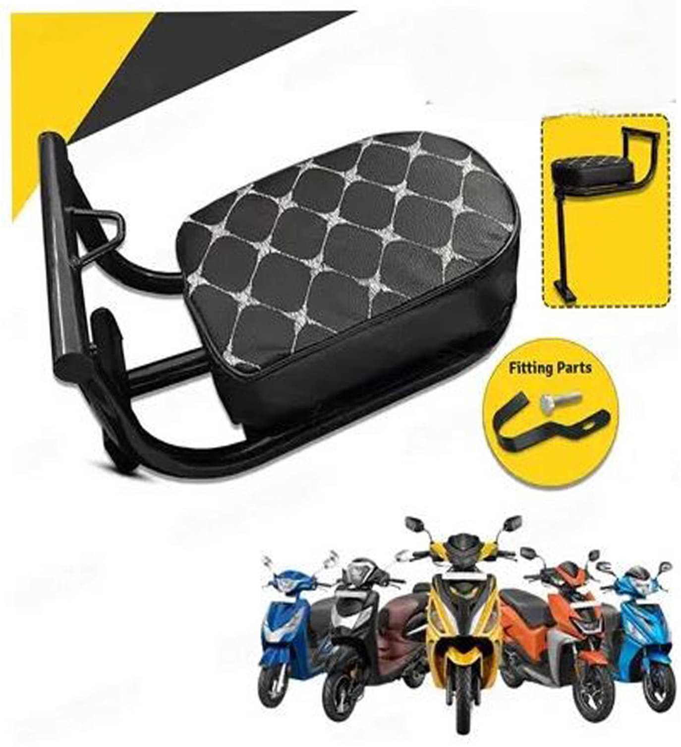 UNIVERSAL PREMIUM QUALITY FOLDABLE BABY/CHILD SEAT FOR SCOOTY Single Bike Seat Cover For Hero Duet, Maestro, Pleasure, Universal For Bike UNIVERSAL PREMIUM QUALITY FOLDABLE BABY/CHILD SEAT FOR SCOOTY Single Bike Seat Cover For Hero Duet, Maestro, Pleasure, Universal For Bike