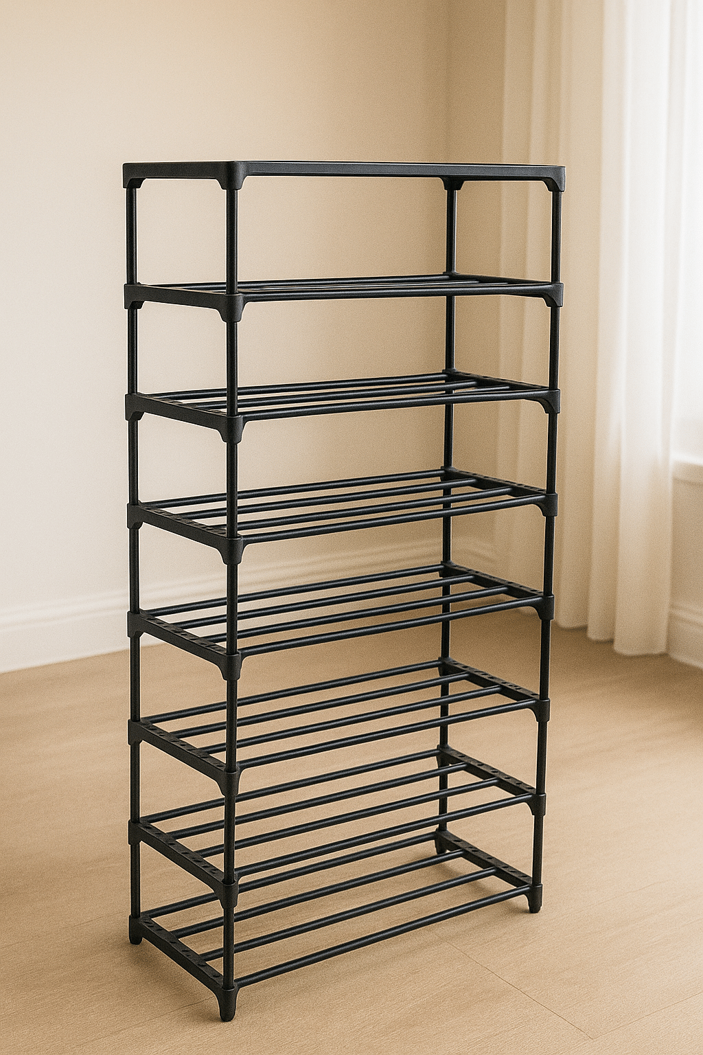 7-Tier Shoe Rack, Shoe Shelf Storage Organizer,Entryway,Bedroom,Black Plastic Shoe Rack (Black, 7 Shelves, DIY(Do-It-Yourself) 7-Tier Shoe Rack, Shoe Shelf Storage Organizer,Entryway,Bedroom,Black Plastic Shoe Rack (Black, 7 Shelves, DIY(Do-It-Yourself)