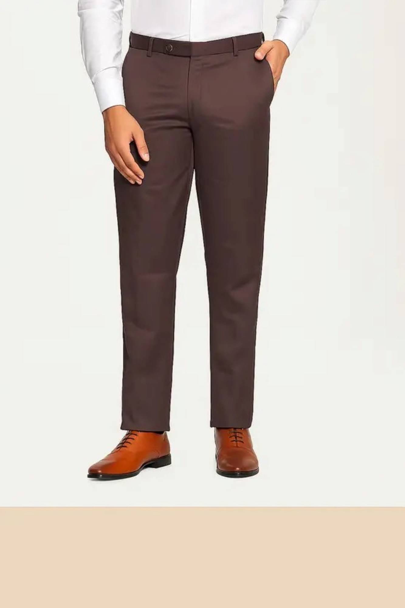     			CEO FABRICS Regular Flat Men's Formal Trouser - Brown ( Pack of 1 )