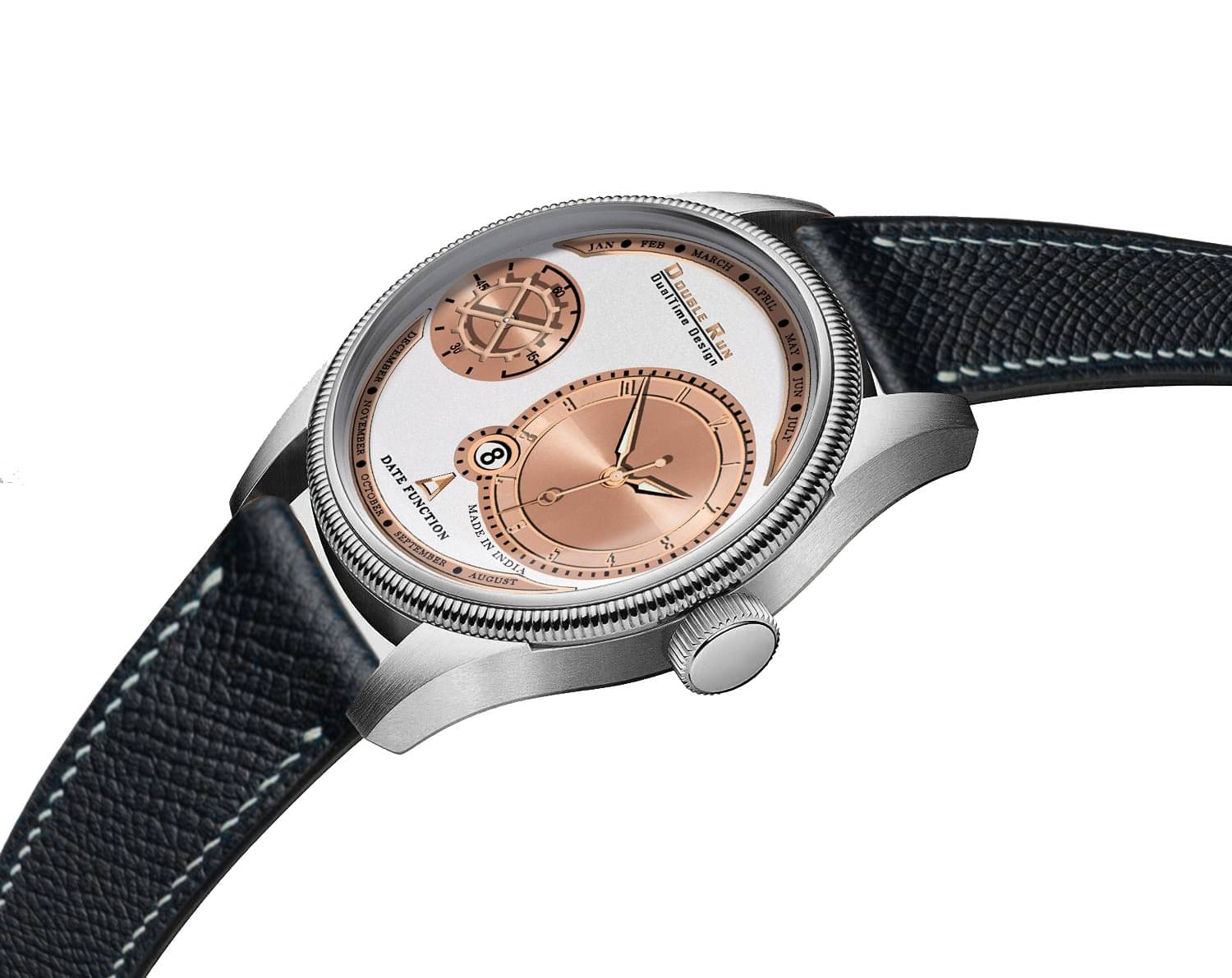     			DoubleRun Black Leather Analog Men's Watch