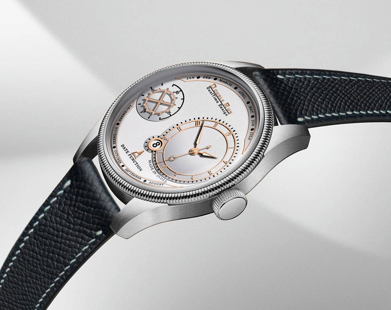     			DoubleRun Black Leather Analog Men's Watch