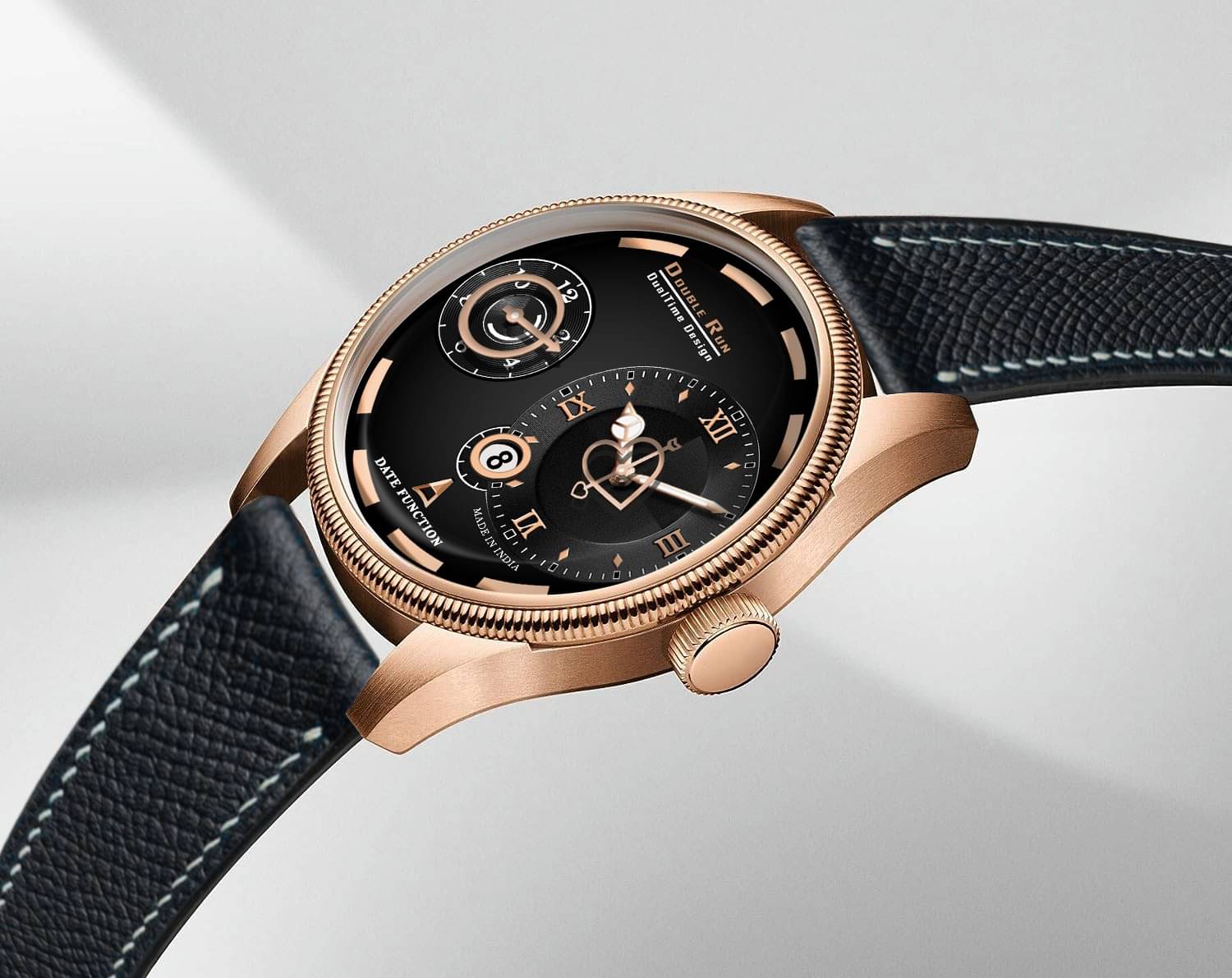     			DoubleRun Black Leather Chronograph Men's Watch