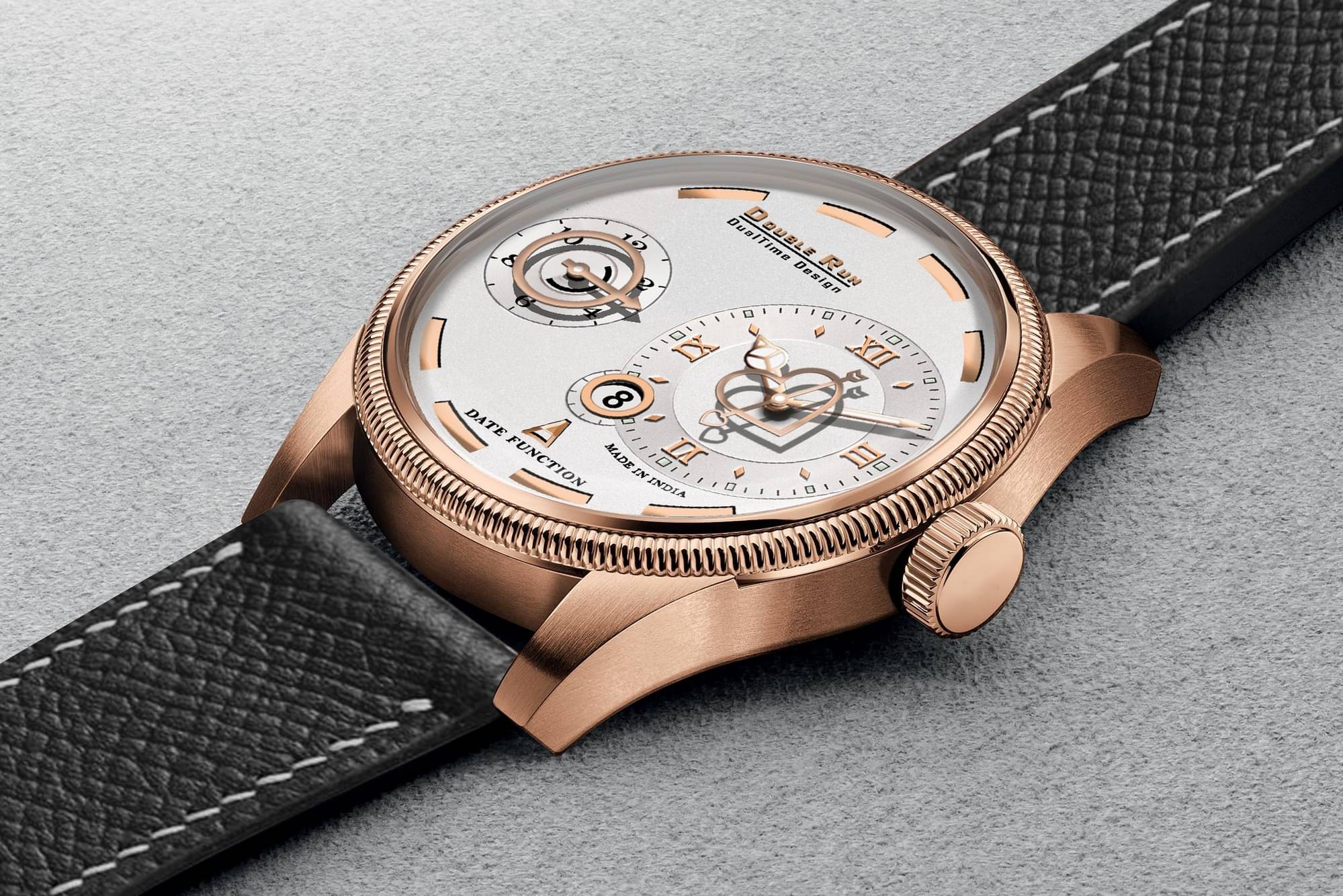     			DoubleRun Black Leather Chronograph Men's Watch